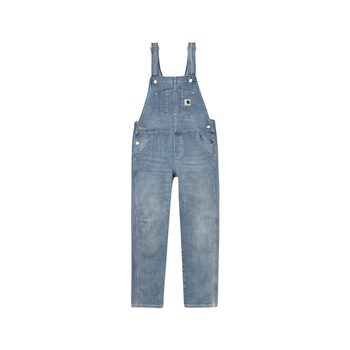 (W) Carhartt WIP Gallatin Blue Stretch Denim Bib Overall Blue Light Stone Washed 상세 이미지 1