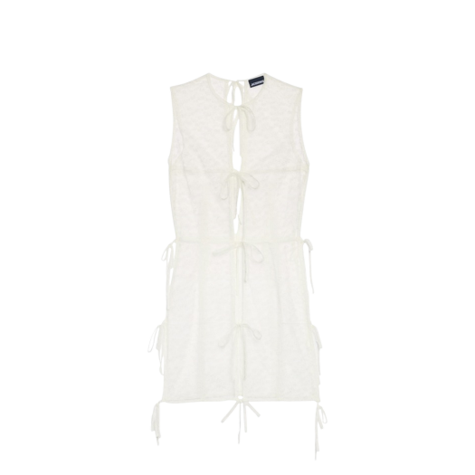 (W) 자크뮈스 라 로브 리농 시어 리본 미니 드레스 화이트