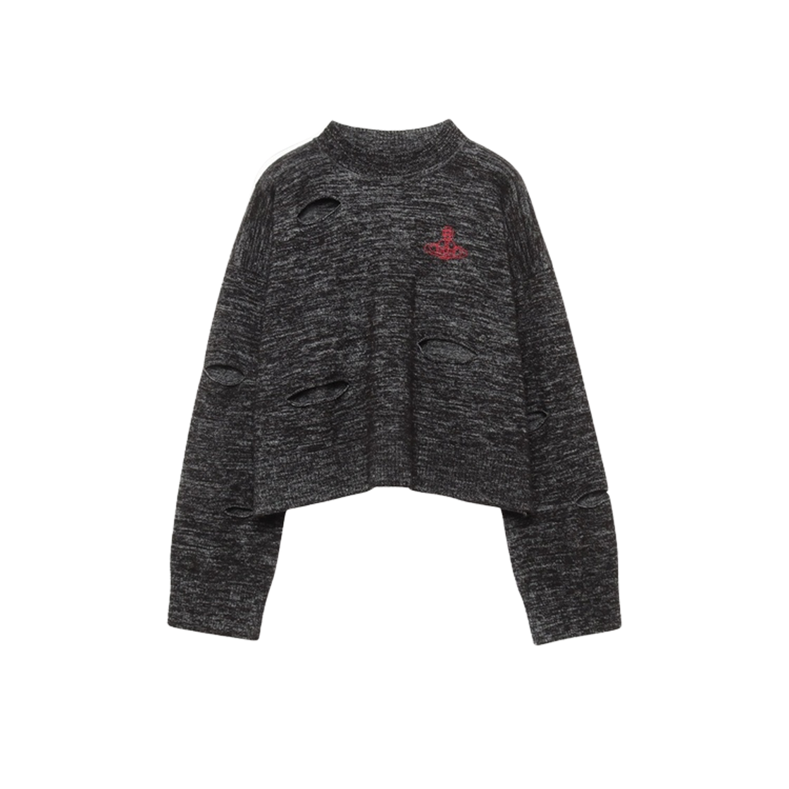 (W) Vivienne Westwood Wool Television Slash Knit Pullover Gray 상세 이미지 1