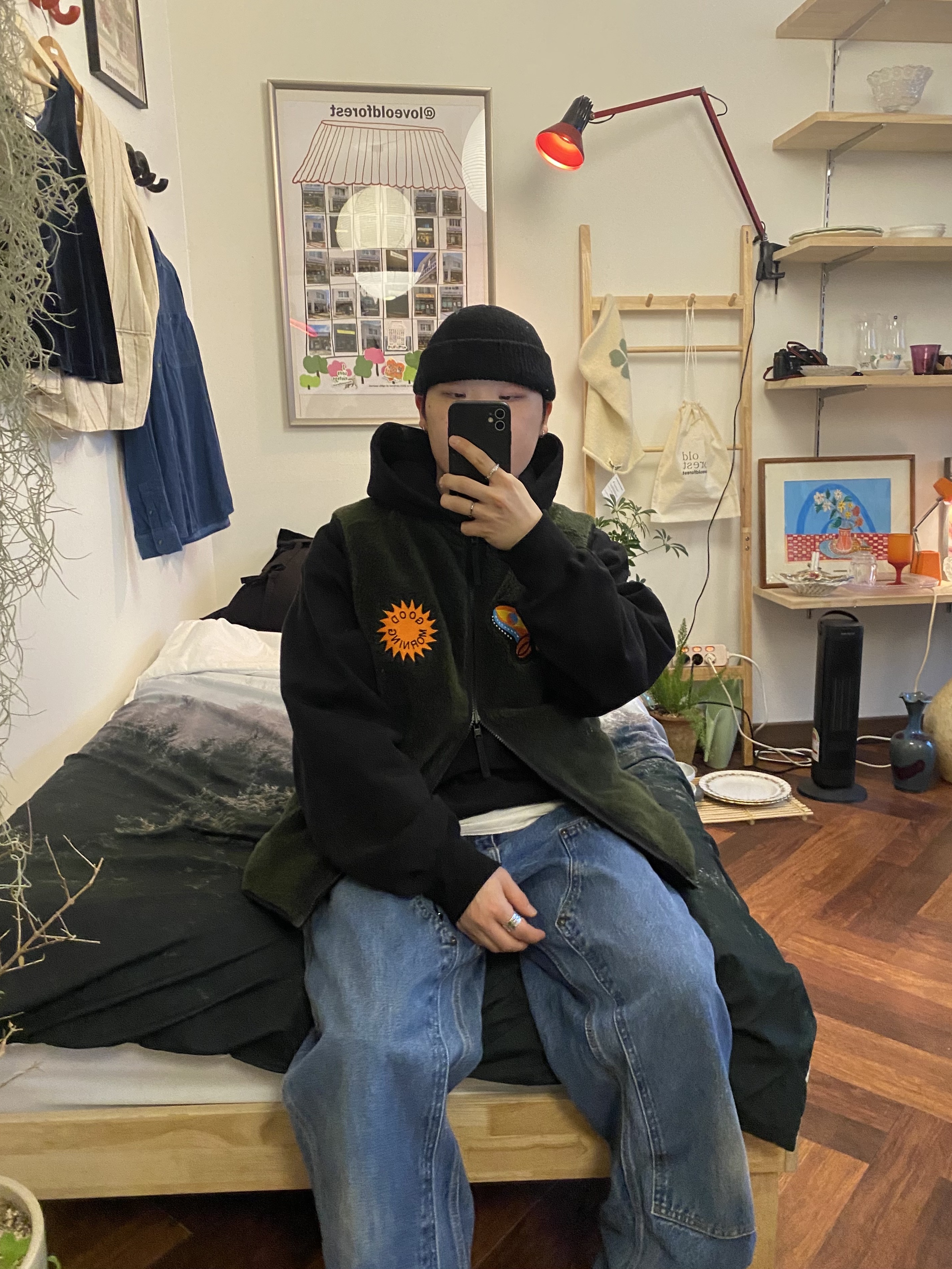 Supreme Box Logo Hooded Sweatshirt Black - 23FW, Nike x Supreme Air Force 1 Low Black 착용 스타일 - 4