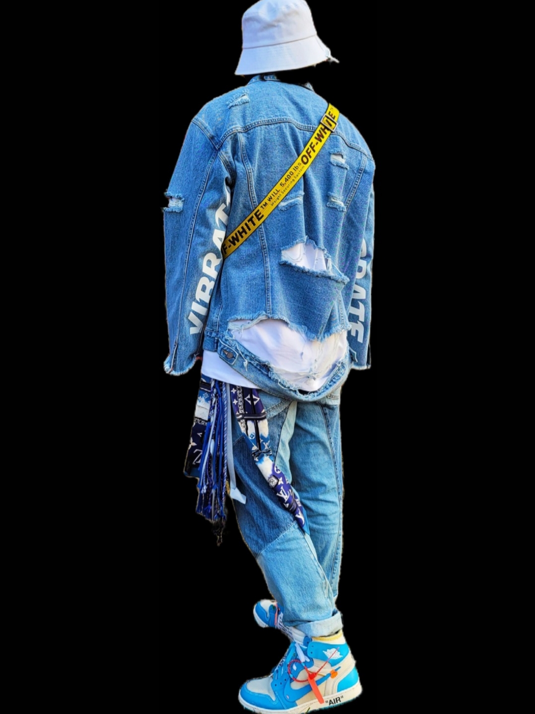Jordan 1 x Off-White Retro High University Blue 착용 스타일