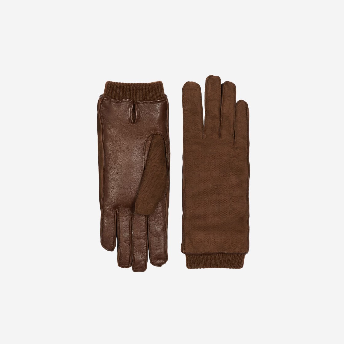 Gucci GG Suede Gloves Brown 상세 이미지 1