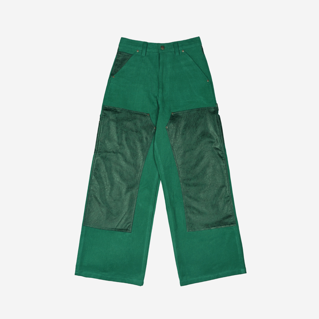 24SS-17 Full of Ssun Leather Patch Work Pants Green