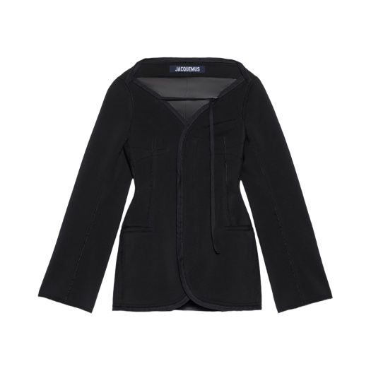 (W) 자크뮈스 라 로브 페플로 디컨스트럭티드 블레이저 드레스 블랙