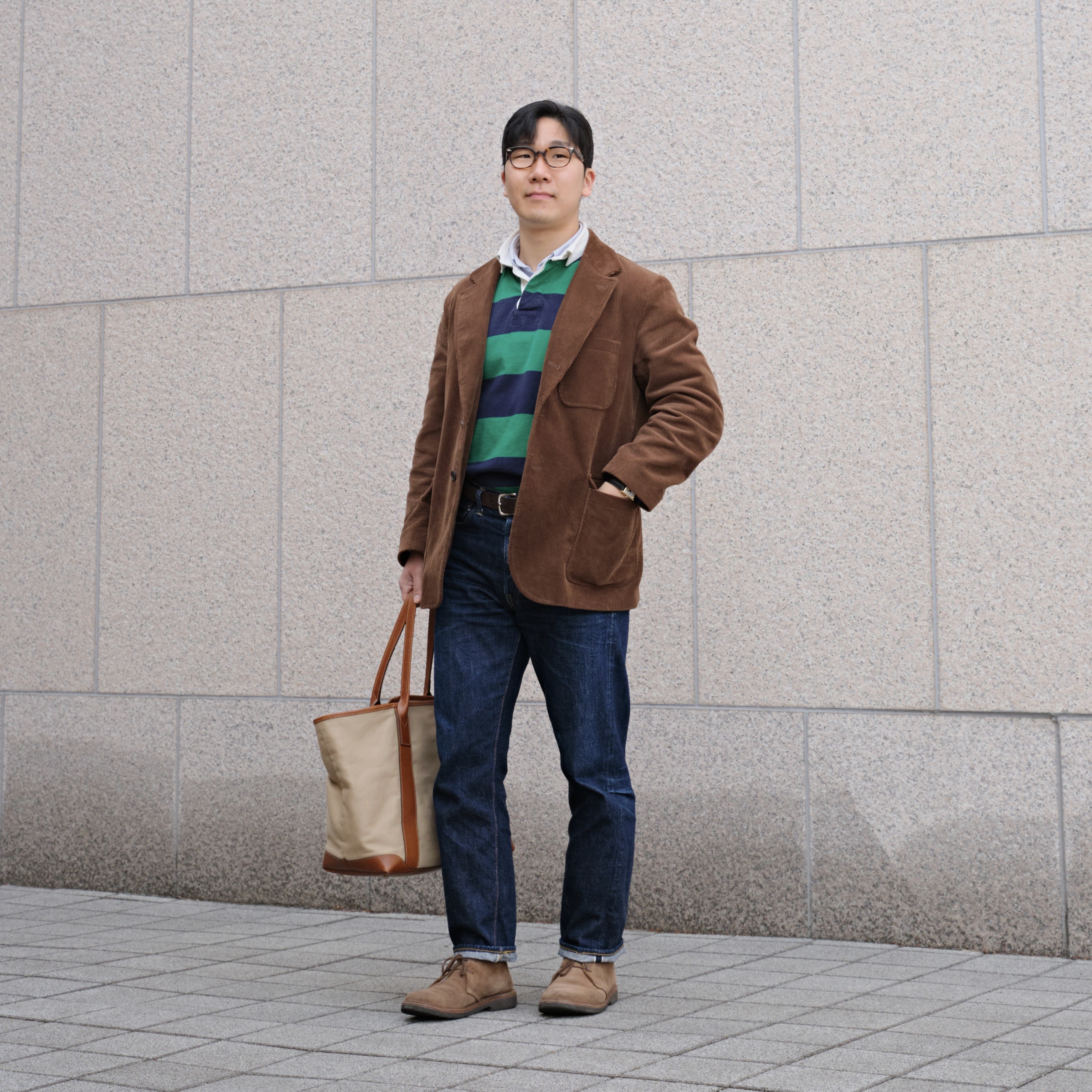 Fullcount 1101W Straight Denim One Wash Indigo Blue 착용 스타일 - 1