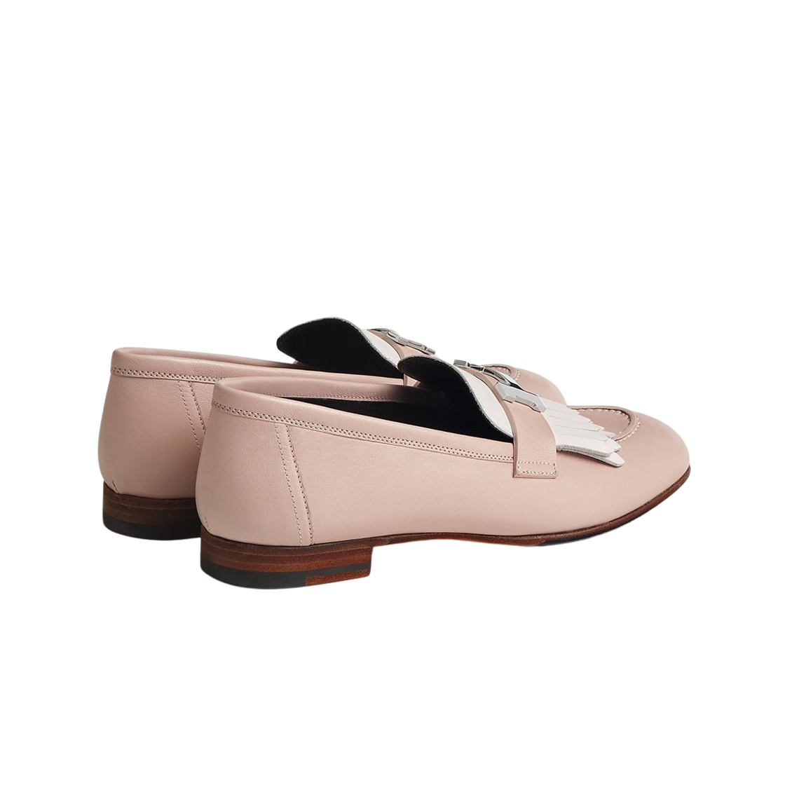 (W) 에르메스 로얄 로퍼 고트스킨 카프스킨 & 팔라듐 하드웨어 로즈 포슬렌 블랑((W) Hermes Royal Loafer Goatskin Calfskin & Palladium Rose Porcelaine Blanc) - 2