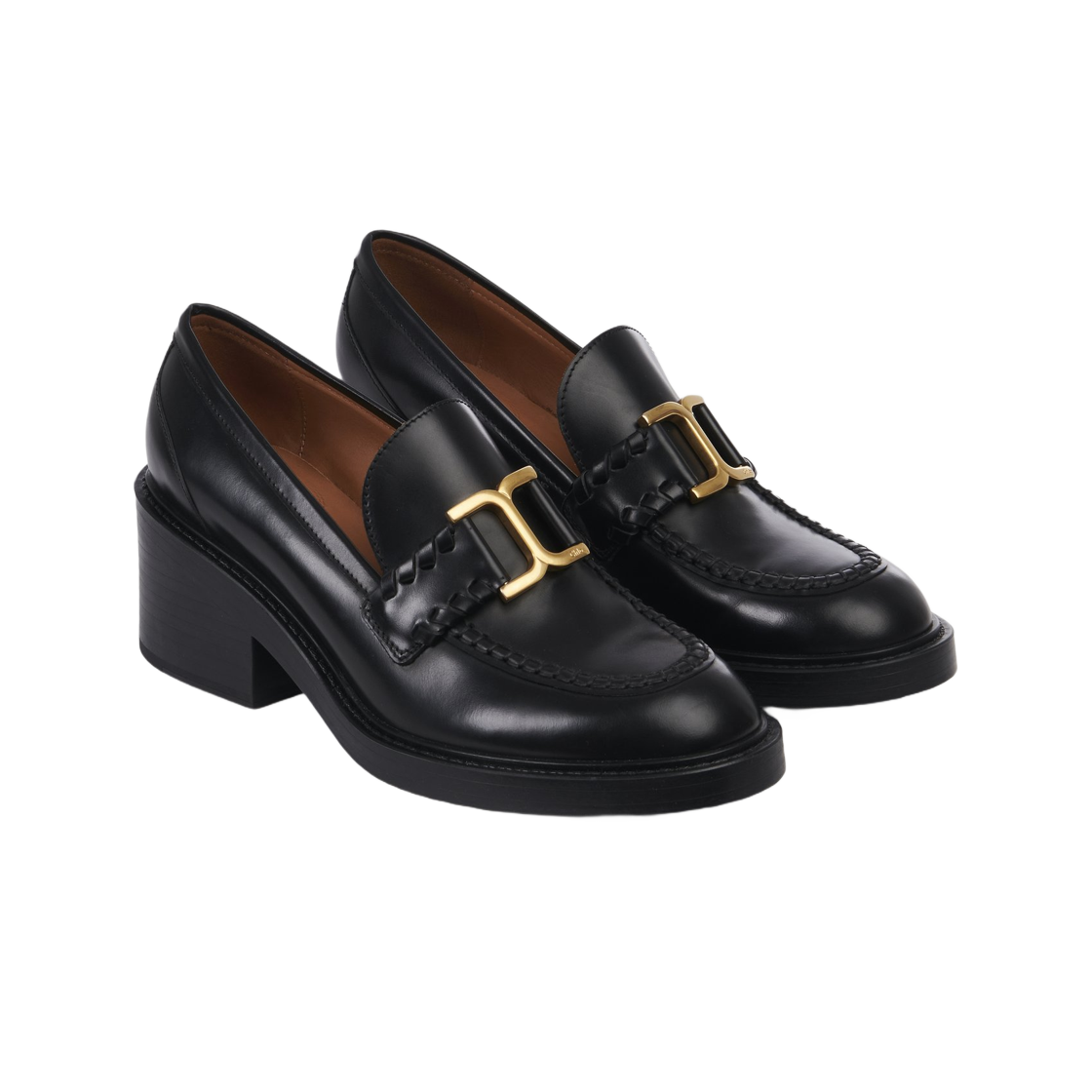 (W) 끌로에 마르씨 힐드 로퍼 블랙((W) Chloe Marcie Heeled Loafer Black) - 2