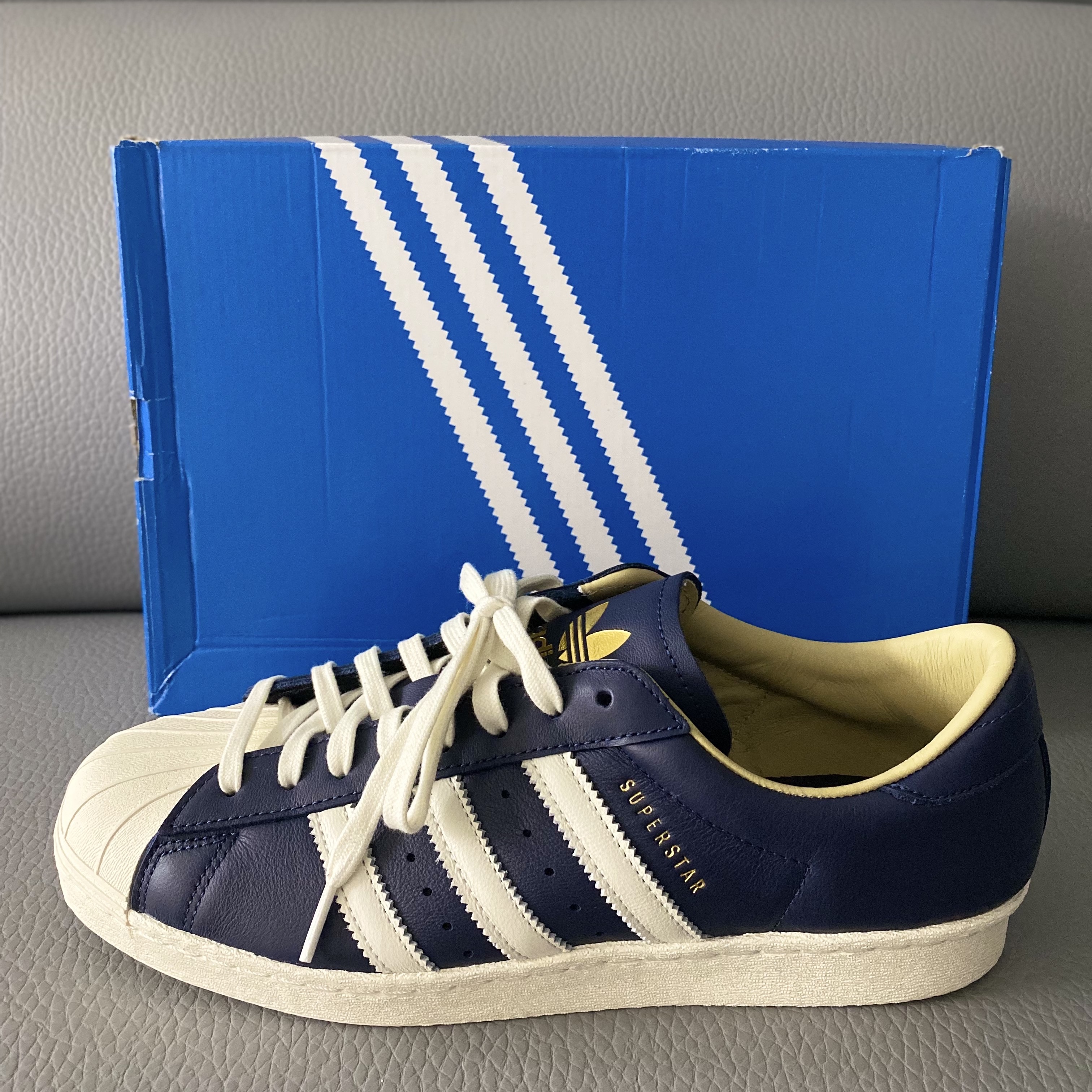 Adidas Superstar 80s Tany Night Indigo Off White 착용 스타일