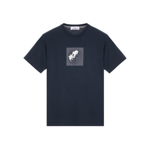 스톤 아일랜드 2NS83 인스티투셔널 원 프린트 숏슬리브 코튼 티셔츠 블루 - 24SS