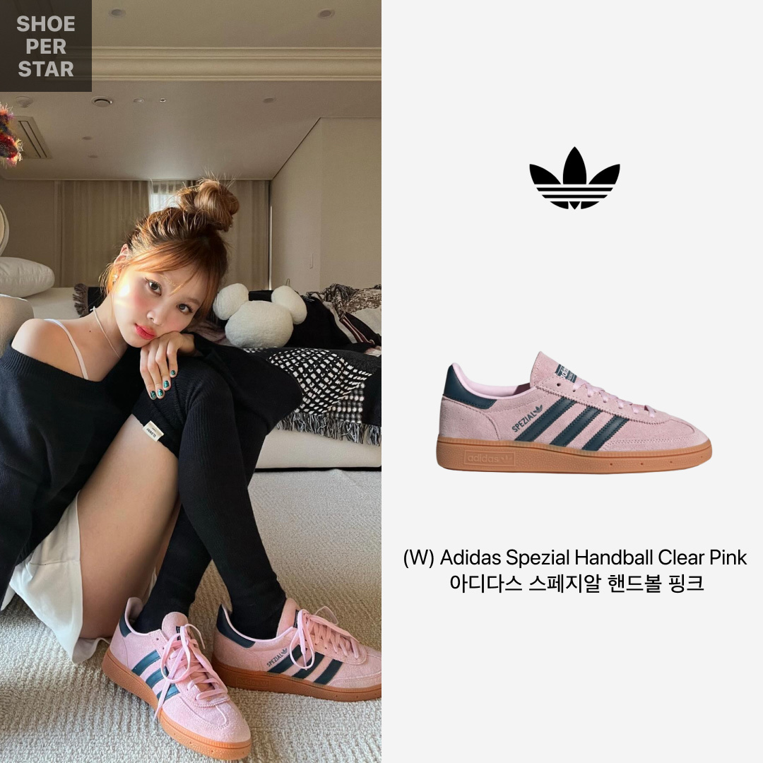 (W) Adidas Spezial Handball Clear Pink 착용 스타일 - 1
