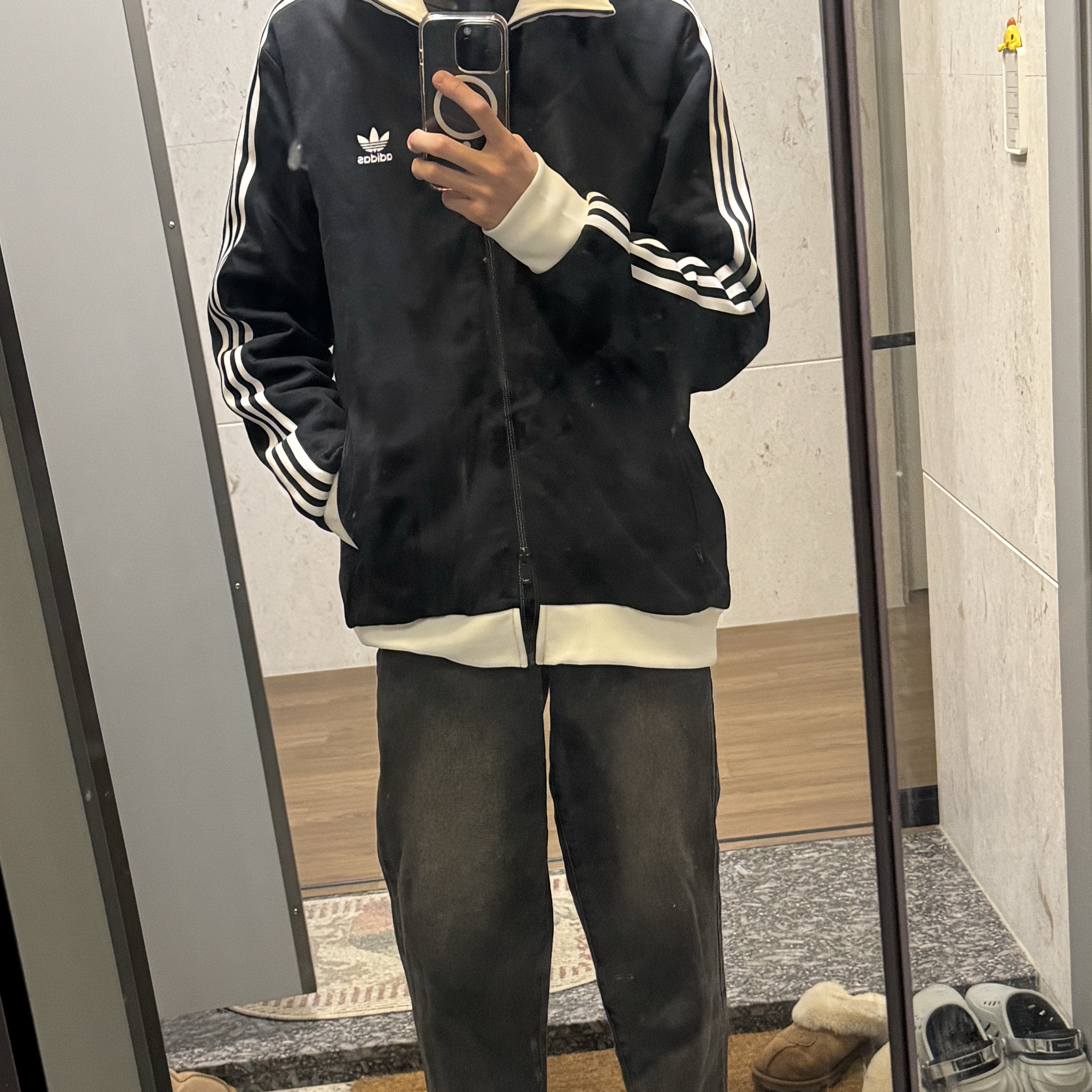 Adidas Adicolor Classics Beckenbauer Track Jacket Black - KR Sizing 착용 스타일