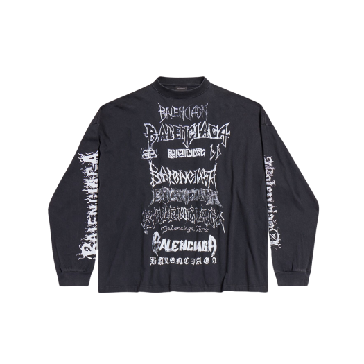 발렌시아가 DIY 메탈 롱슬리브 티셔츠 미디엄 핏 블랙 화이트