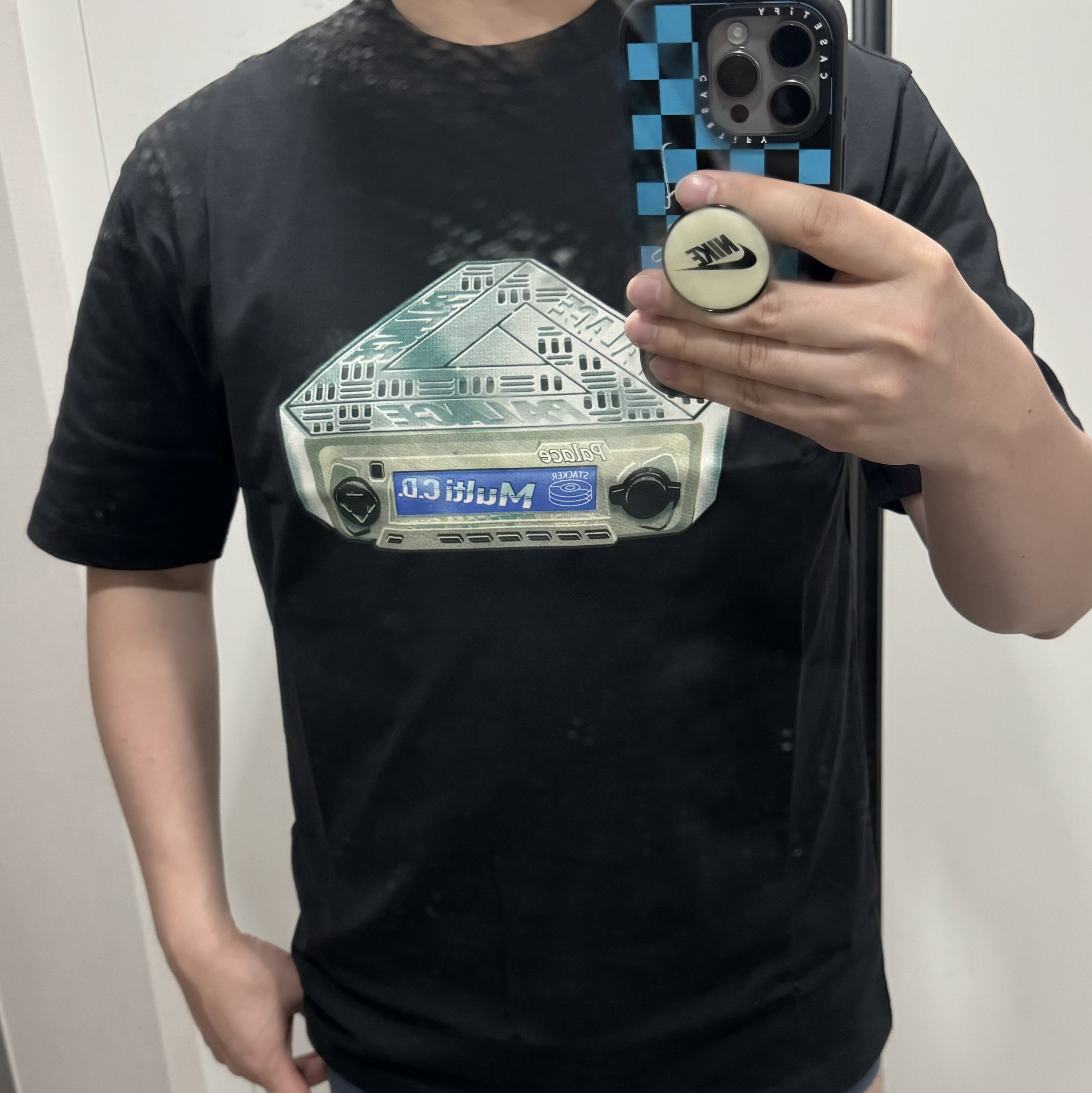 Palace 4:20 AM T-Shirt Black - 24SS 착용 스타일