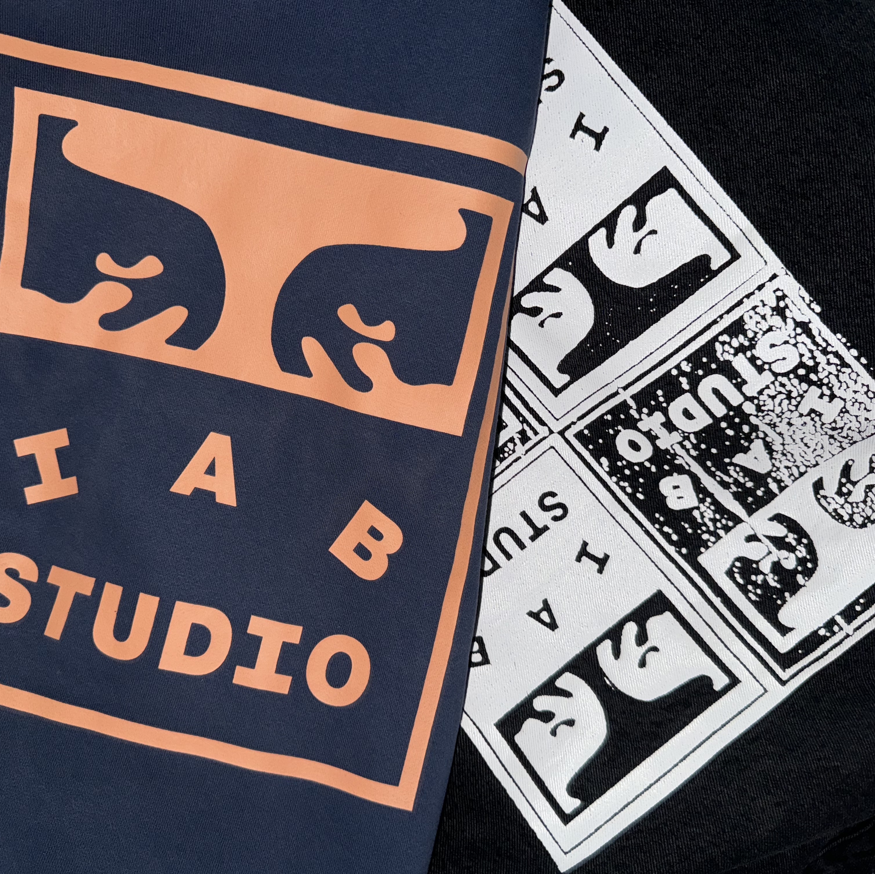 IAB Studio x Obey Painters Shirt Jacket Dusty Black, IAB Studio x Obey Eyes Icon Hoodie Oceana 착용 스타일