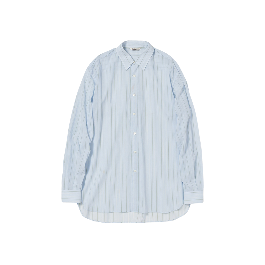 Auralee Hard Twist Finx Organdy Stripe Shirt Light Blue Stripe 상세 이미지 1