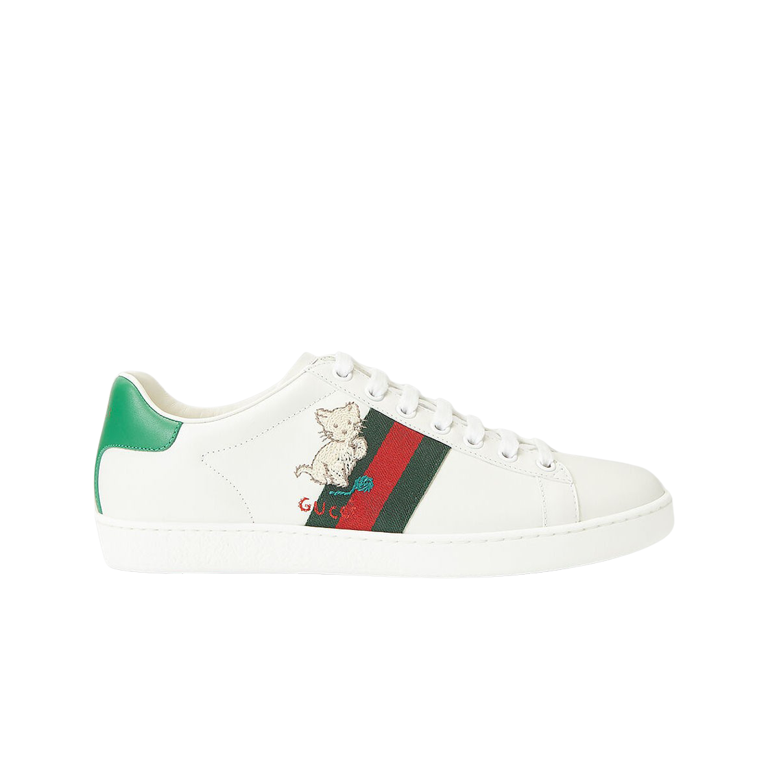 (W) Gucci Ace Kitten Embroidered Sneakers White Green 상세 이미지 1