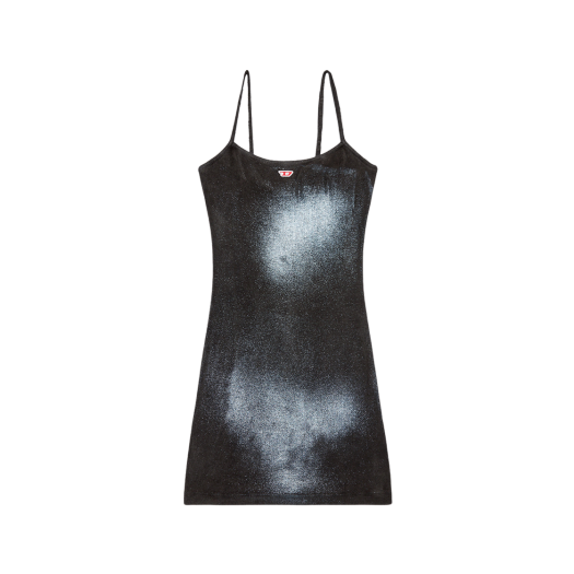 (W) 디젤 D-호피-N2 페이디드 메탈릭 미니 드레스 블루 블랙