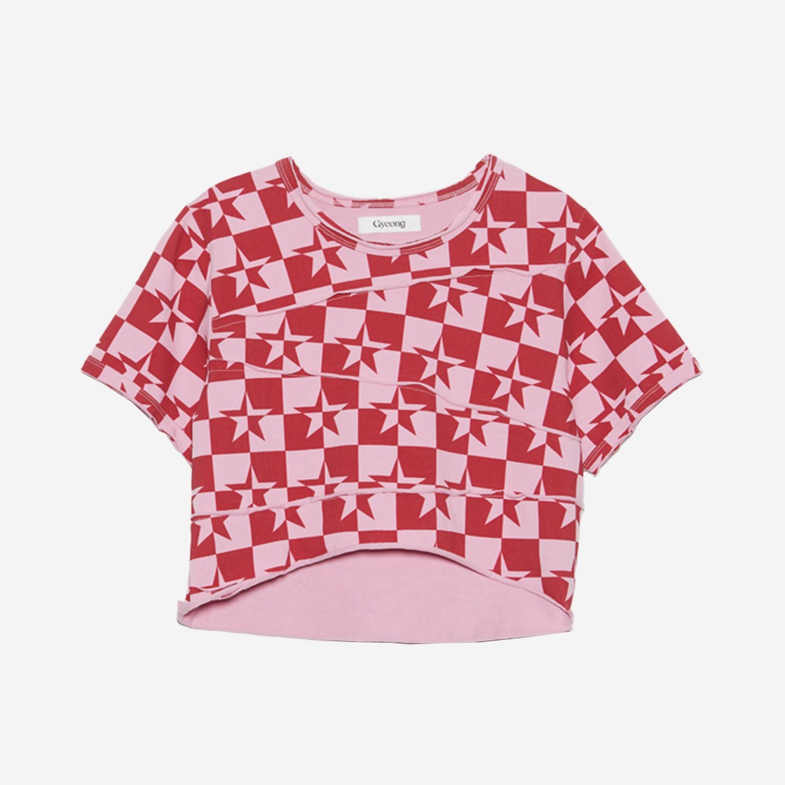 Gyeong Star Print Cut Off Crop Tee Pink 상세 이미지 1