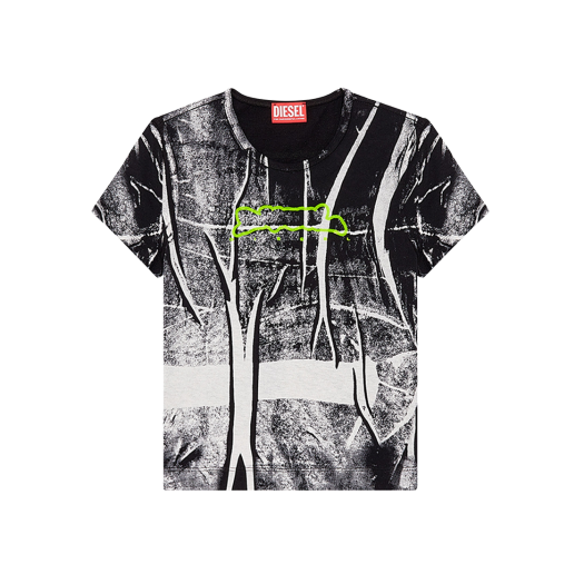 (W) 디젤 T-언커티-롱-N5 티셔츠 크리스 이펙트 그레이 블랙