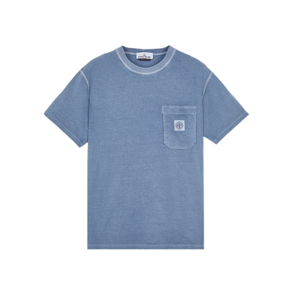 Stone Island 21957 Fissato Treatment Short Sleeve Organic Cotton T-Shirt Avio Blue - 24SS 상세 이미지 1