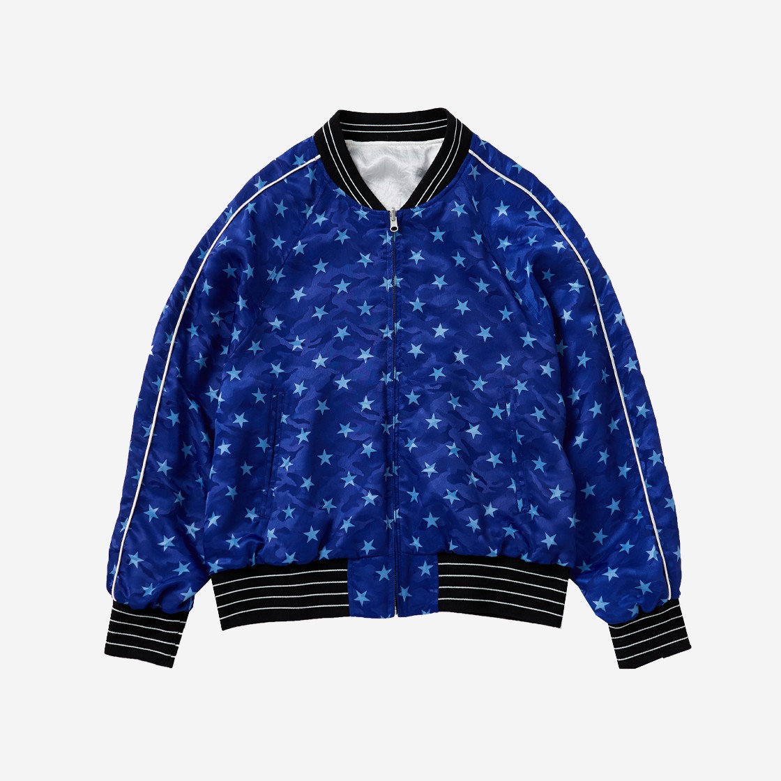 Gyeong Reversible Star Print Bomber Jacket Blue/White 상세 이미지 1