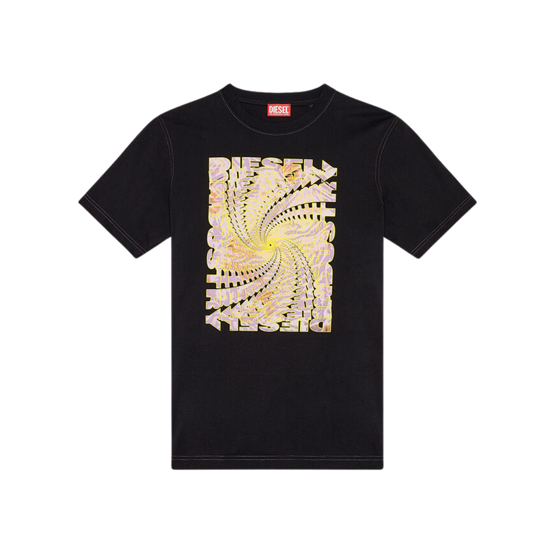 Diesel T-Just-N12 T-Shirt With Zebra Camo Optical Logo Print Black 상세 이미지 1