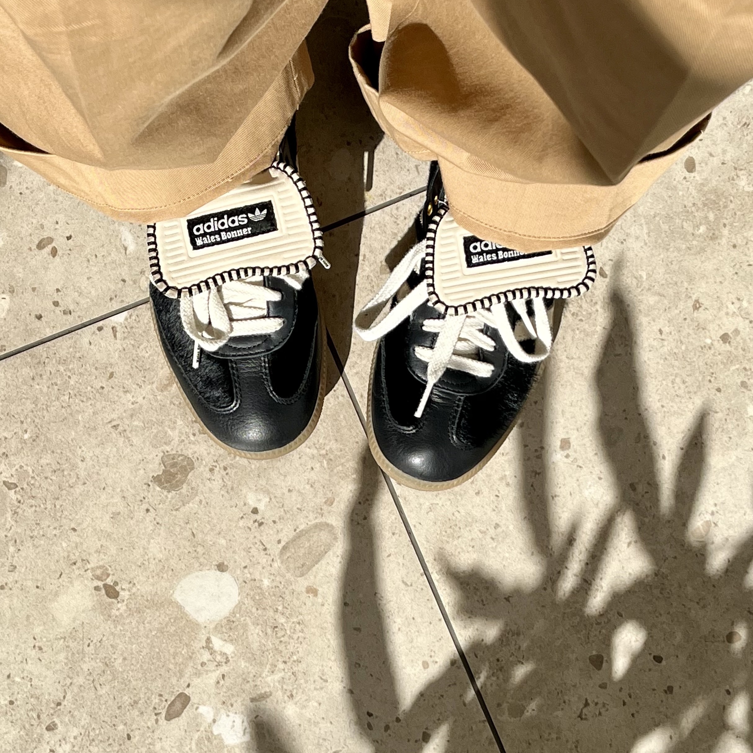 Adidas x Wales Bonner Pony Tonal Samba Core Black Cream White 착용 스타일