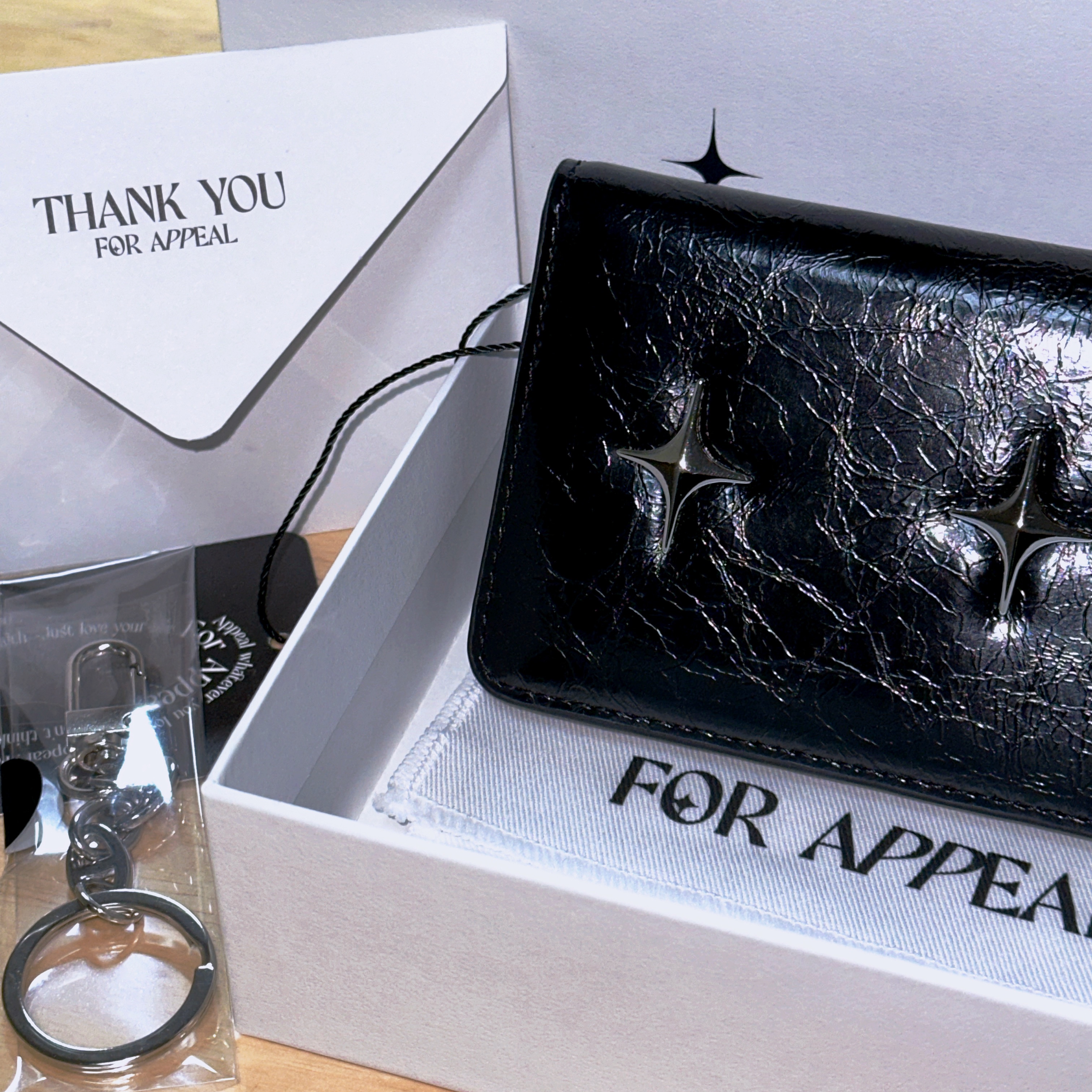 For Appeal Sparkle Star Card Wallet Black 착용 스타일 - 1