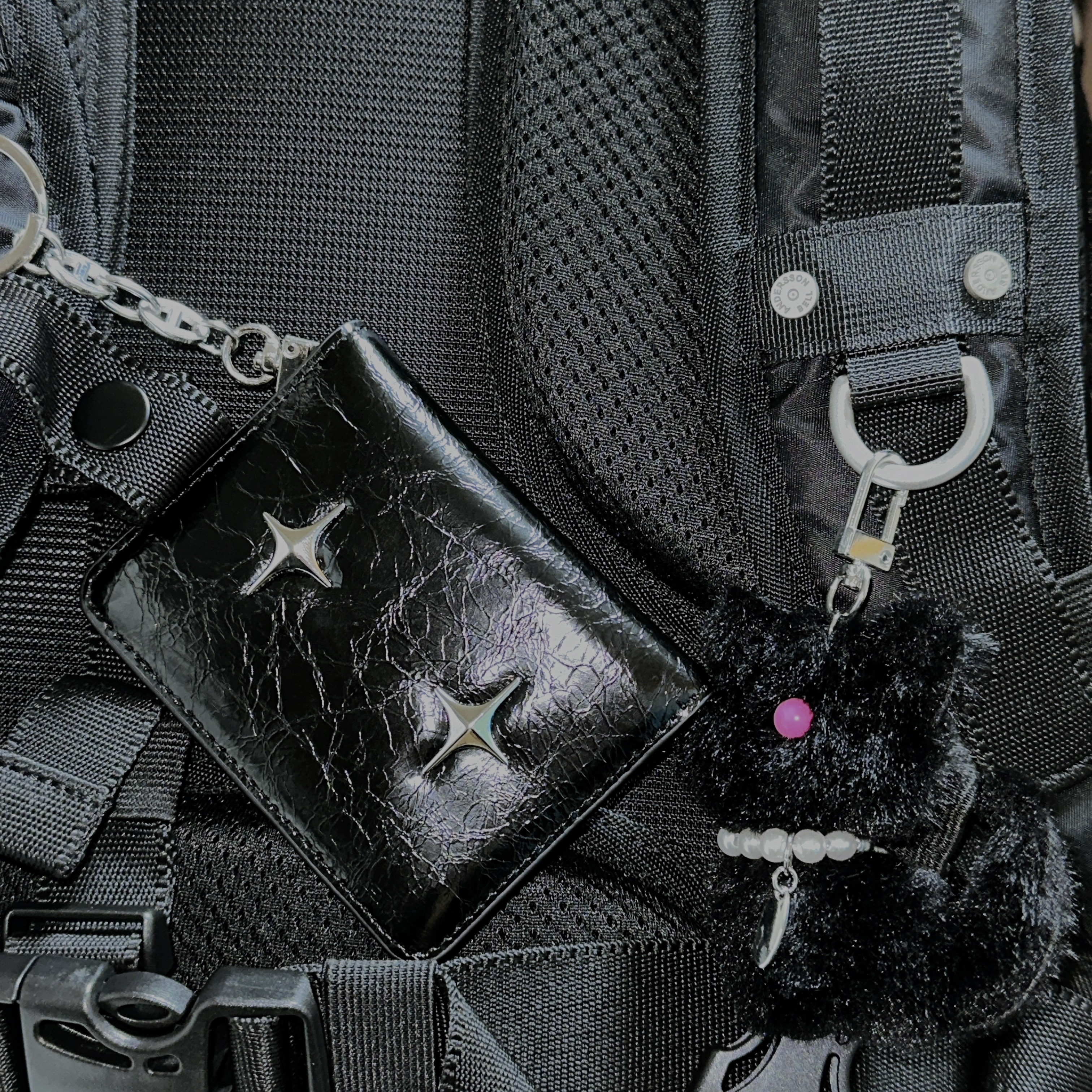For Appeal Sparkle Star Card Wallet Black 착용 스타일 - 2