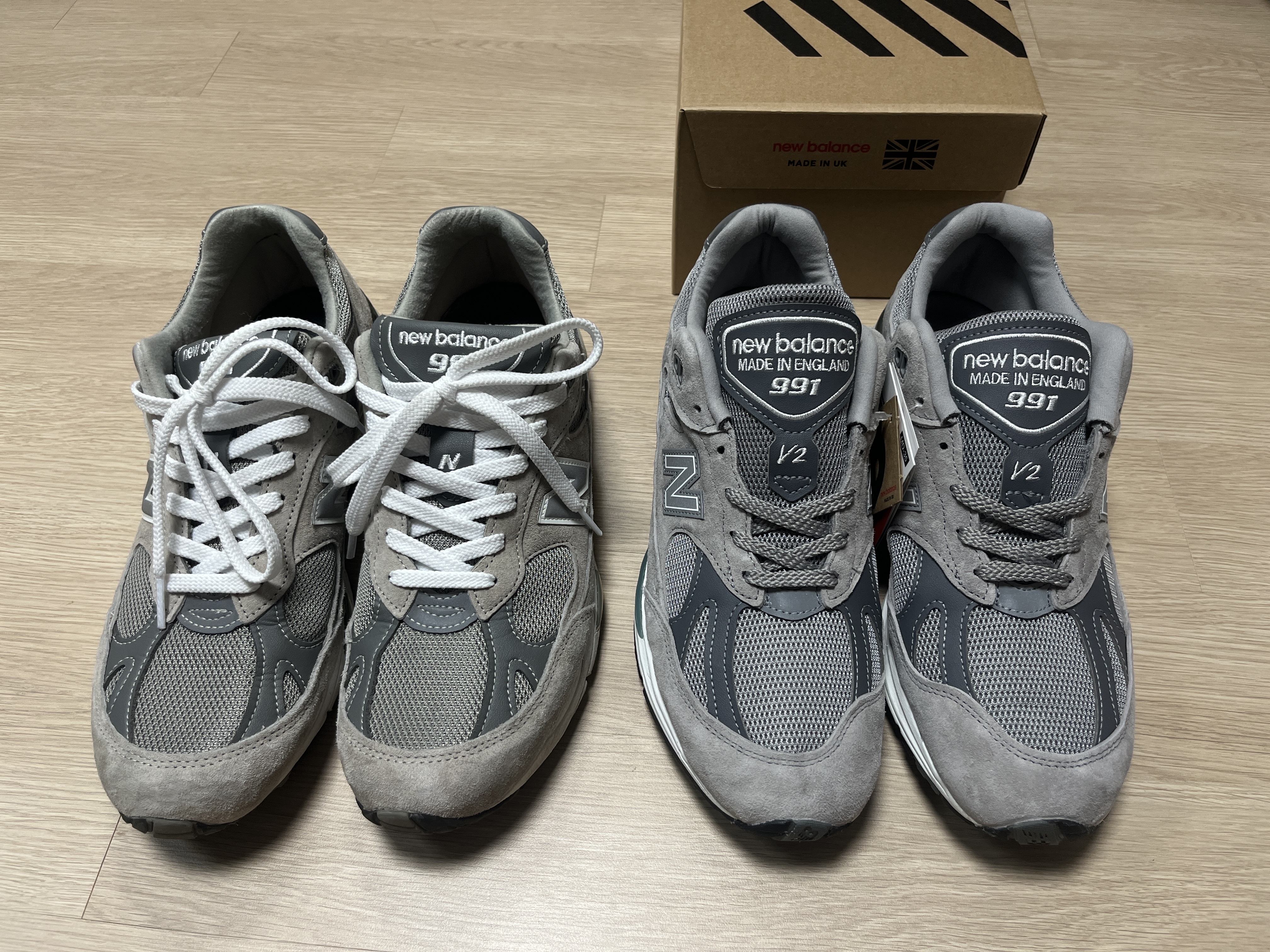 New Balance 991v2 Made in UK Rock Ridge Alloy Silver 착용 스타일 - 3