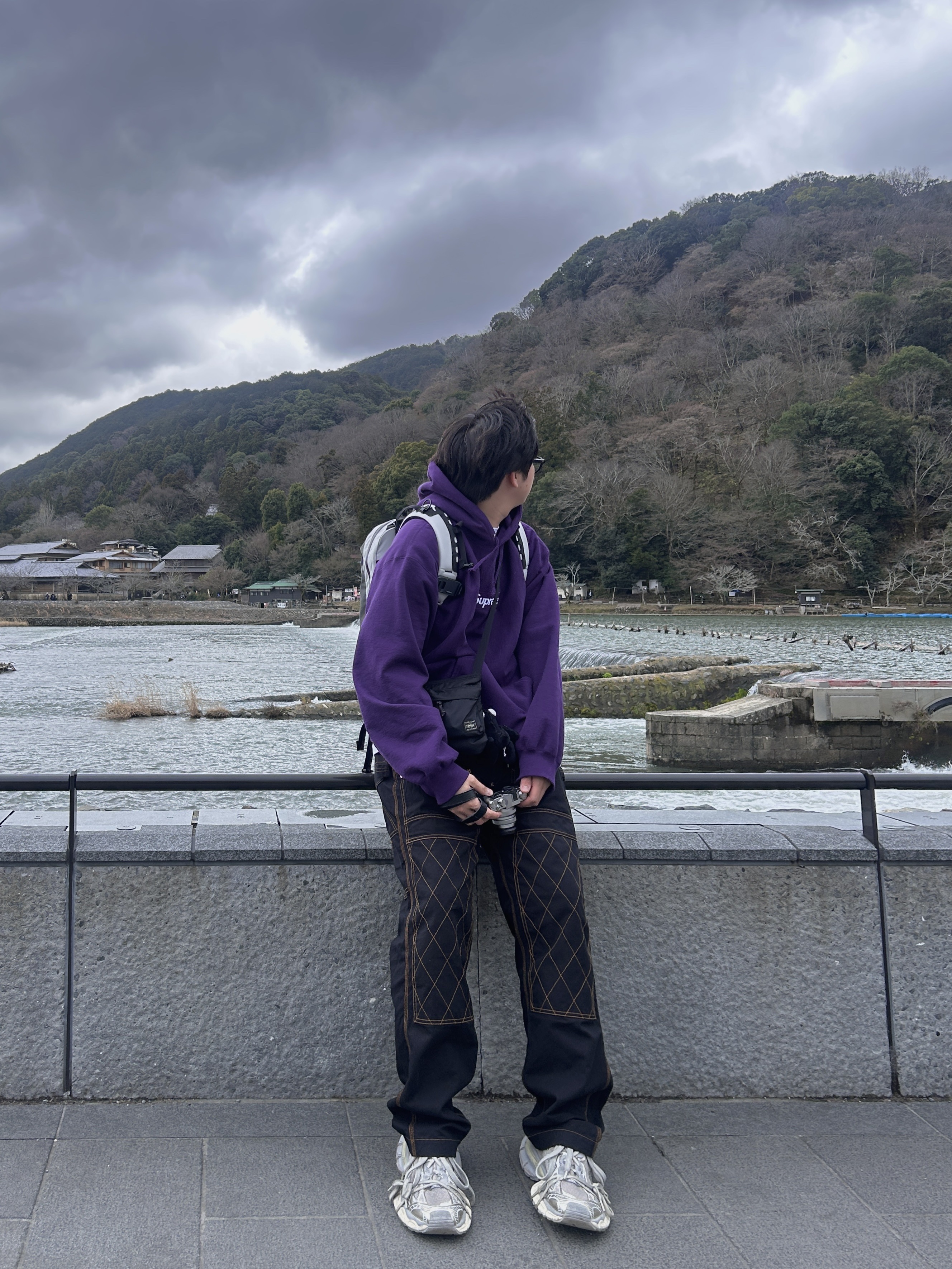Supreme Box Logo Hooded Sweatshirt Dark Purple - 23FW, Balenciaga 3XL Sneakers Light Beige 착용 스타일