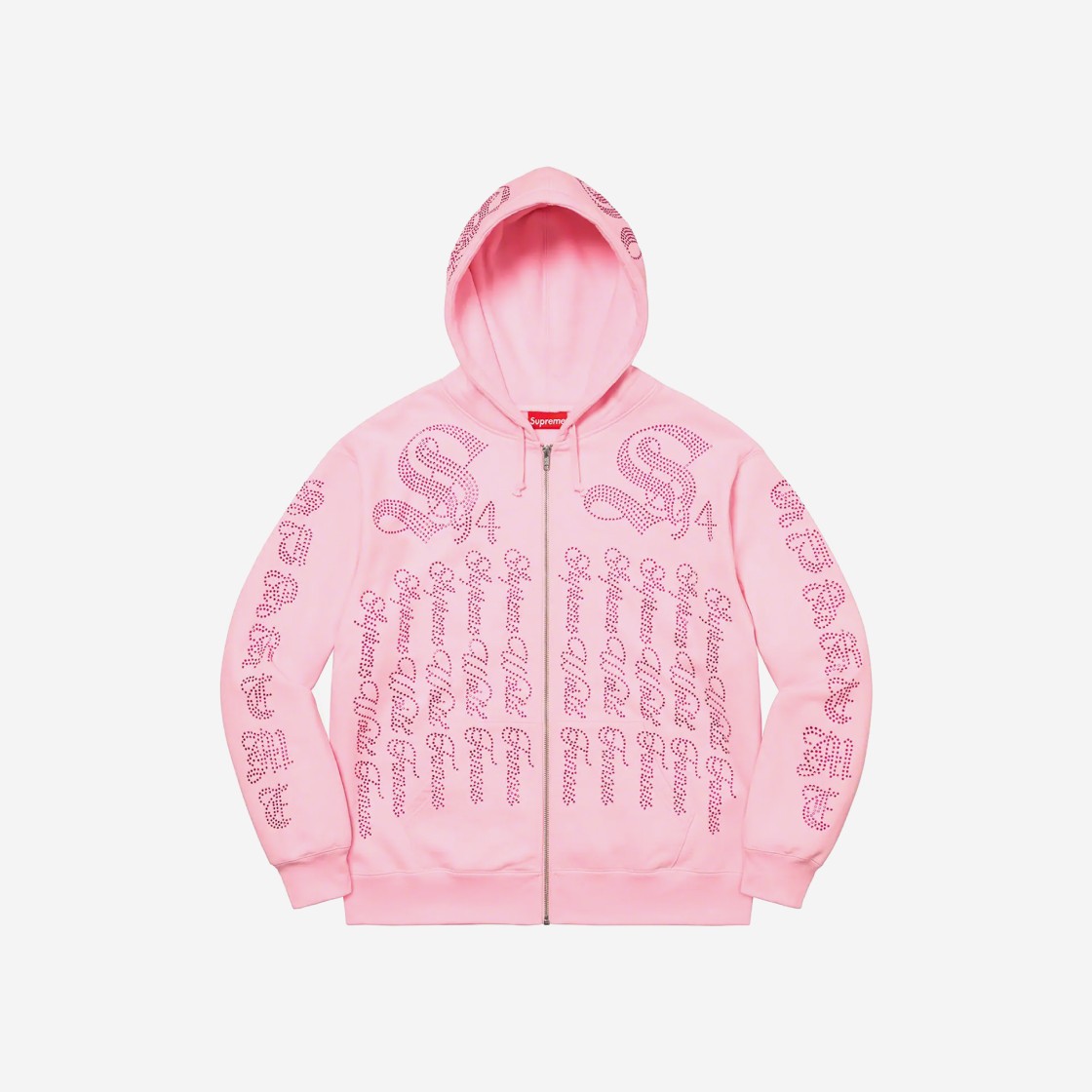 Supreme Rhinestone Zip Up Hooded Sweatshirt Light Pink - 22SS 상세 이미지 1