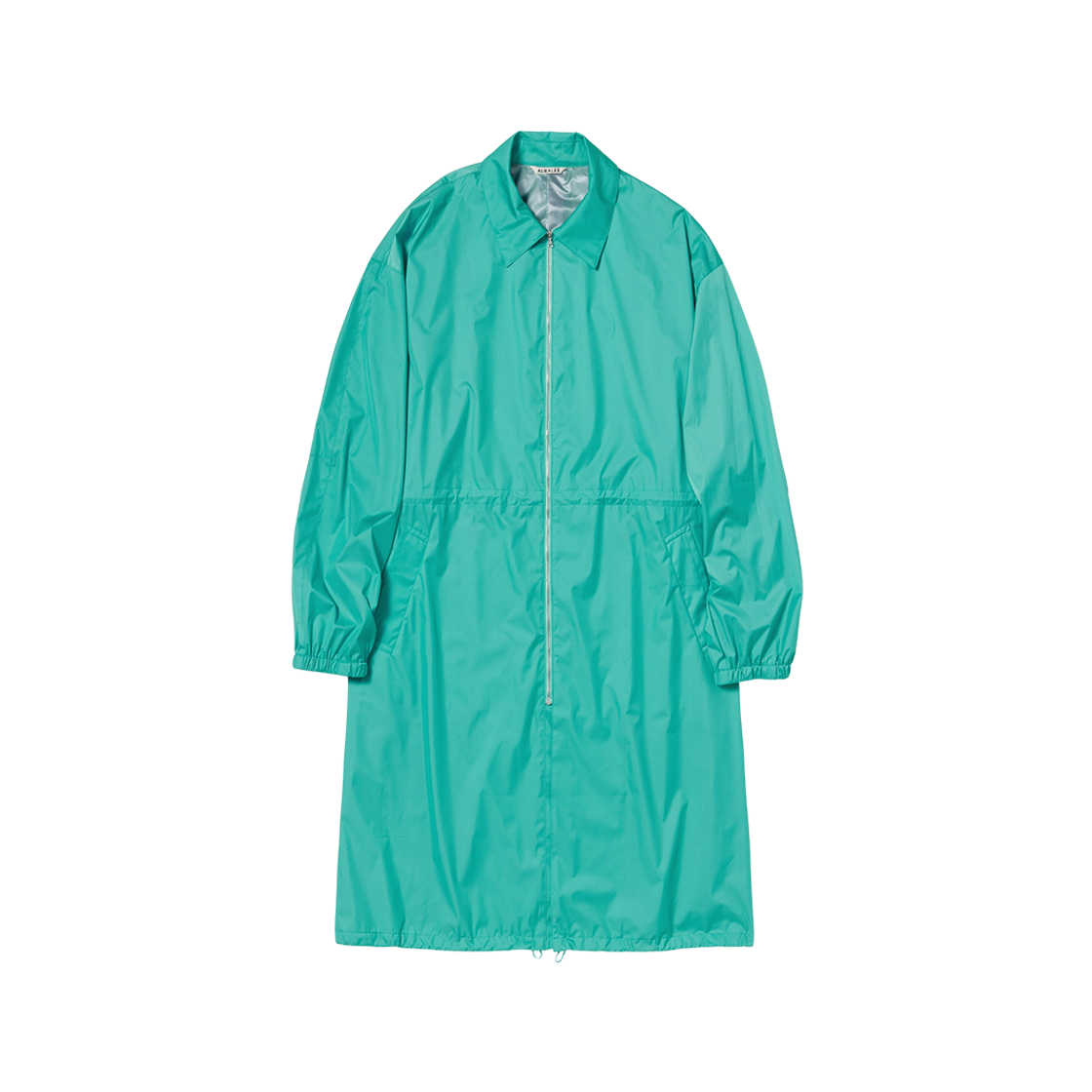 Auralee Hard Twist Polyester Satin Laminate Zip Coat Turquoise Blue 상세 이미지 1