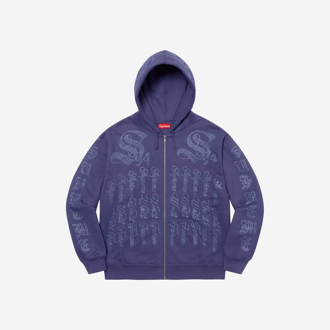 Supreme Rhinestone Zip Up Hooded Sweatshirt Washed Navy - 22SS 상세 이미지 1