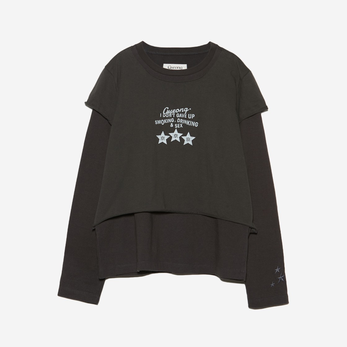 Gyeong Double Layerd Long Sleeve Tee Charcoal 상세 이미지 1