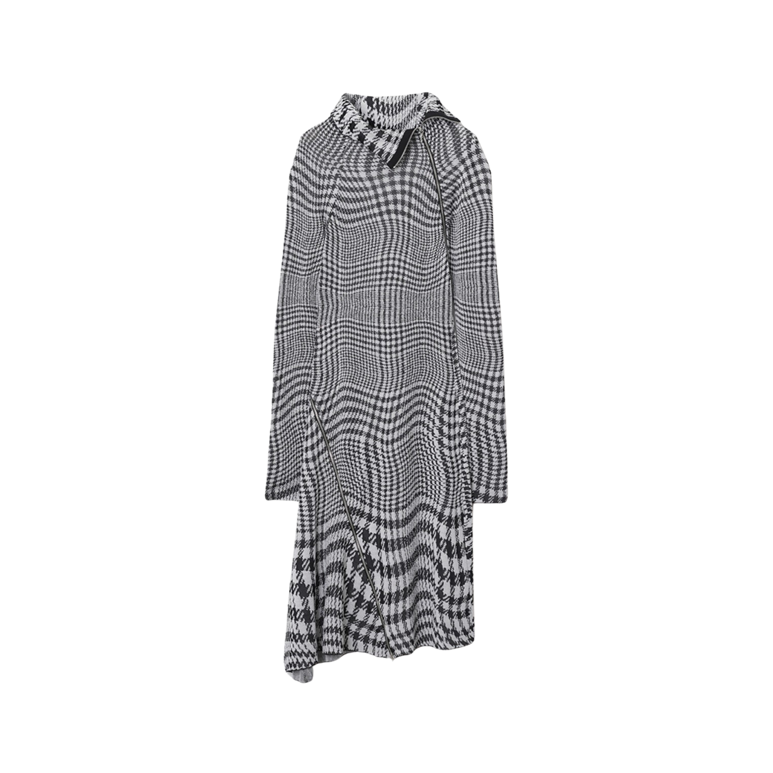 (W) Burberry Warped Houndstooth Wool Blend Dress Monochrome 상세 이미지 1