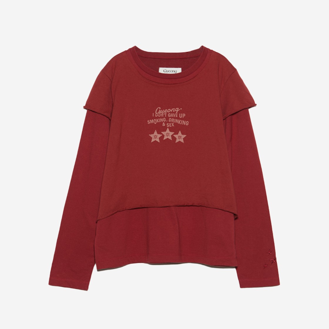 Gyeong Double Layerd Long Sleeve Tee Red 상세 이미지 1