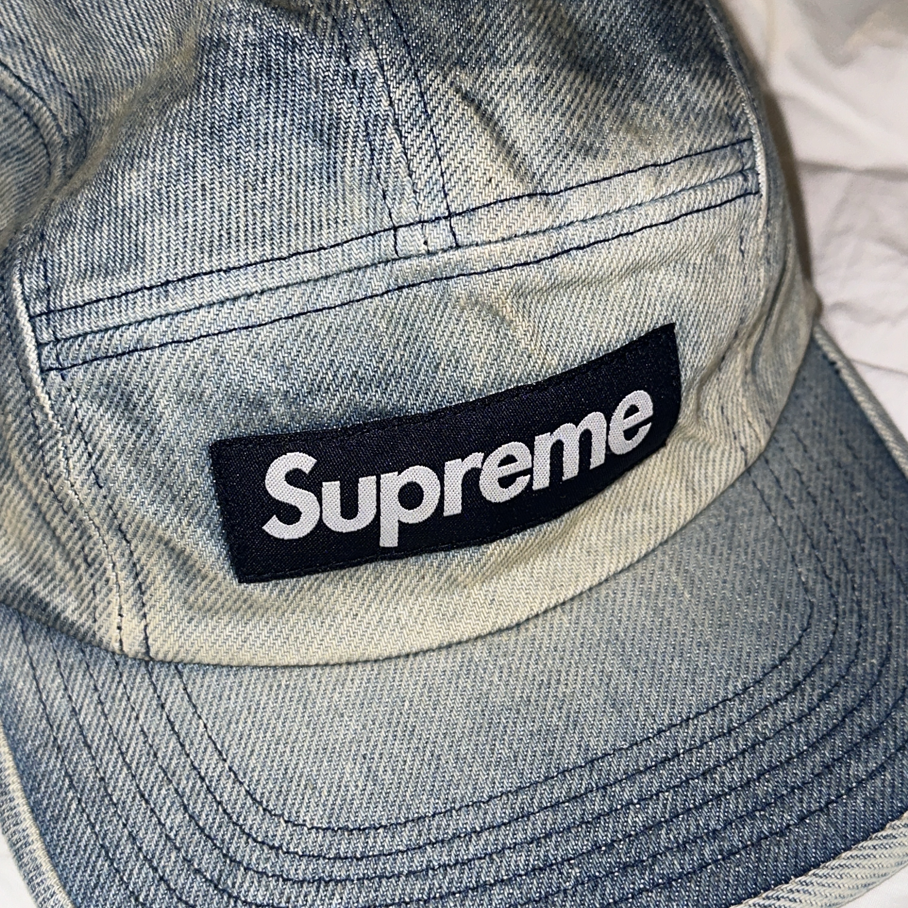 Supreme Washed Chino Twill Camp Cap Dirty Indigo - 24SS 착용 스타일