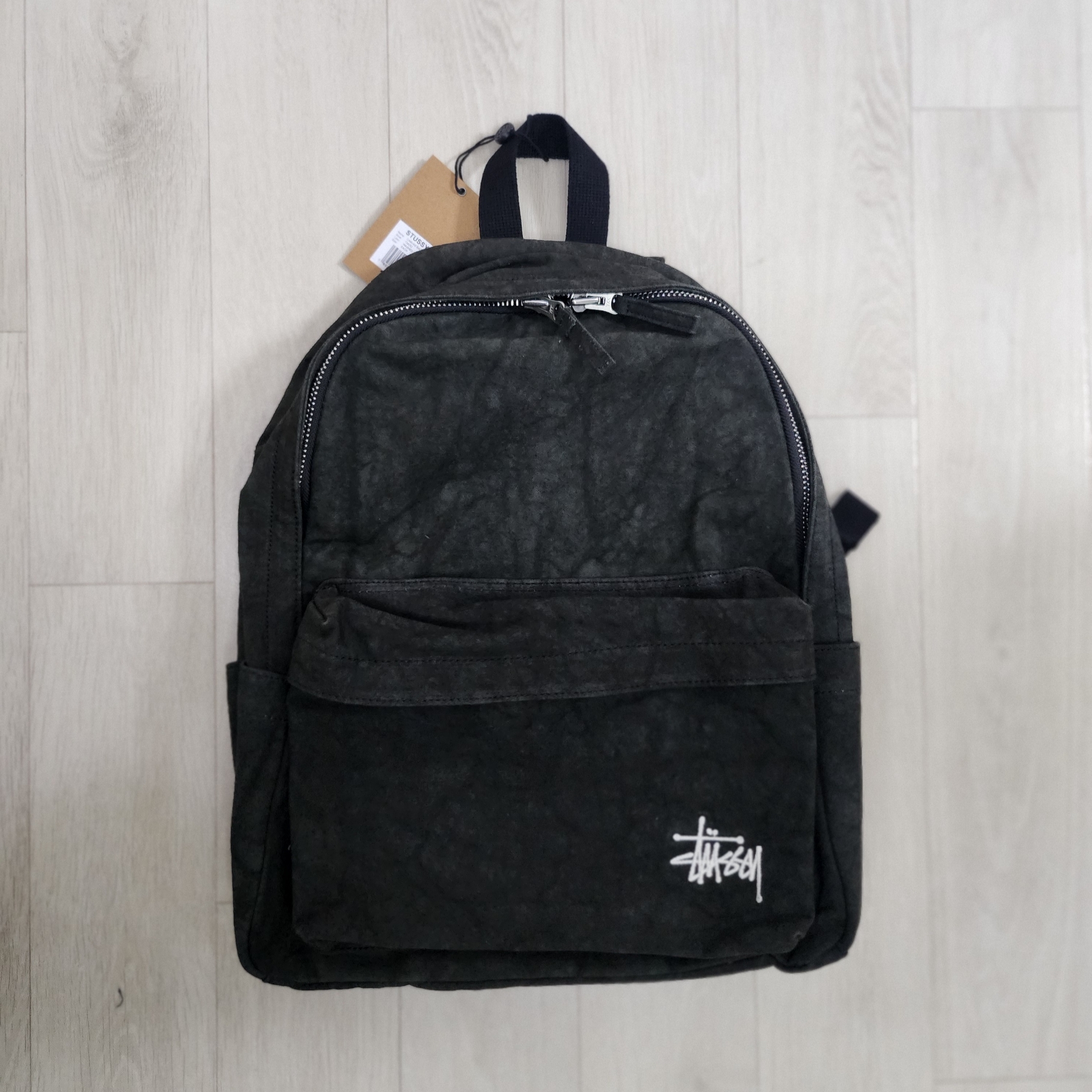 Stussy Canvas Backpack Washed Black 착용 스타일