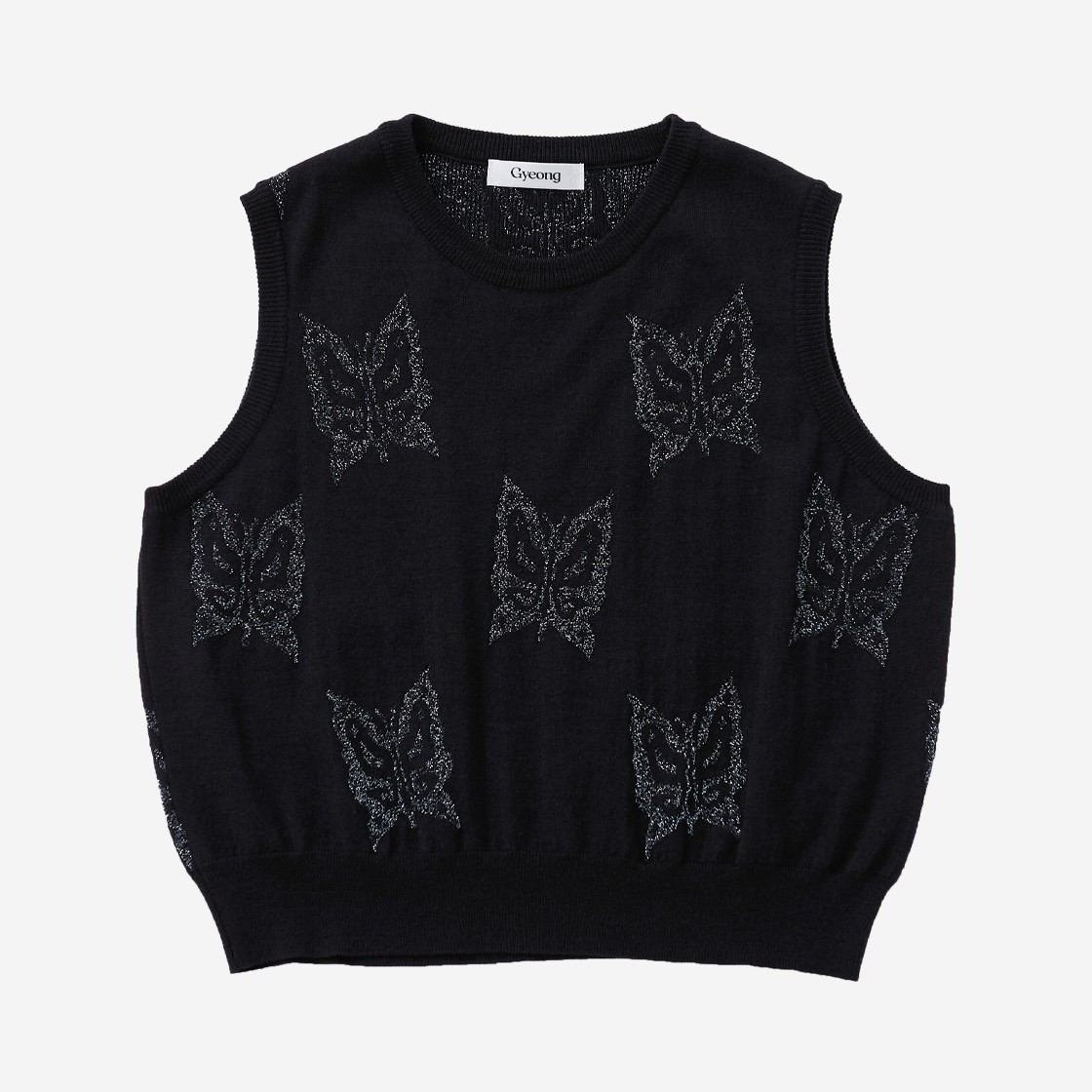 Gyeong Metallic Logo Knit Vest Black 상세 이미지 1