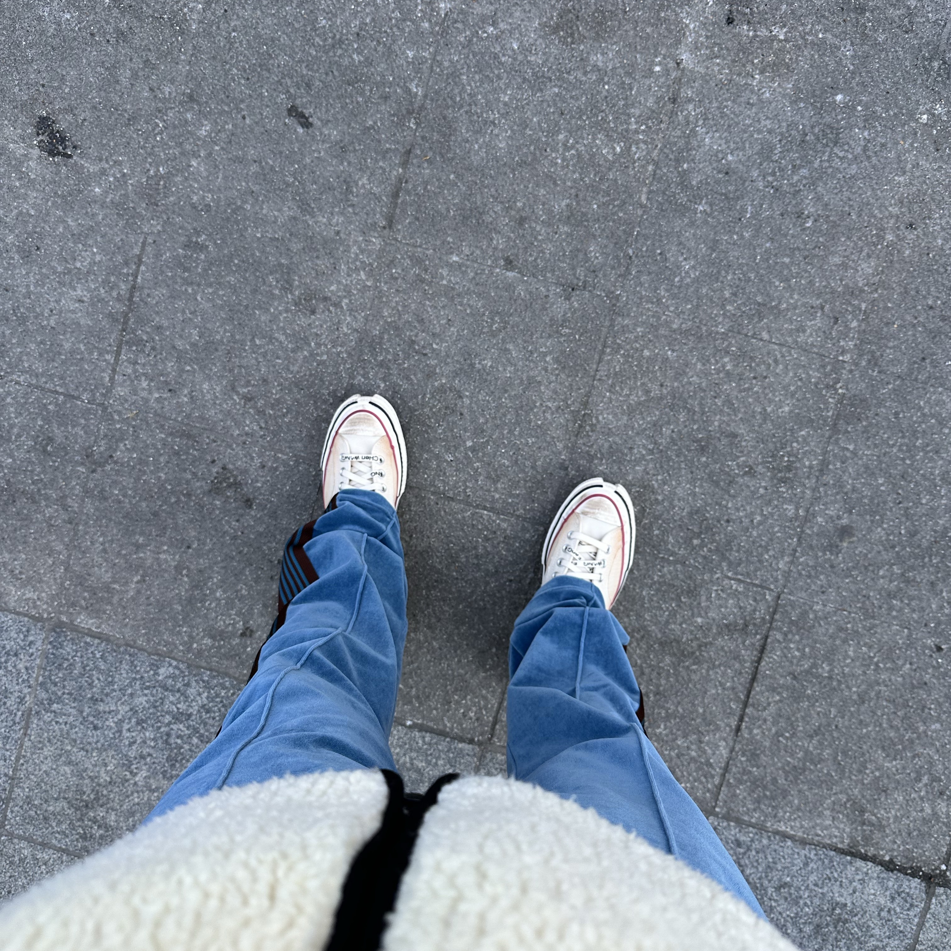 Needles Narrow Track Pants Velour Blue, Needles Narrow Track Pants C/PE Velour Purple 착용 스타일 - 3