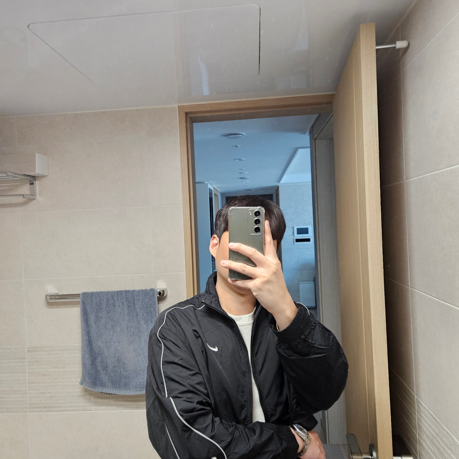 Nike NSW Solo Swoosh Woven Track Jacket Black - Asia 착용 스타일