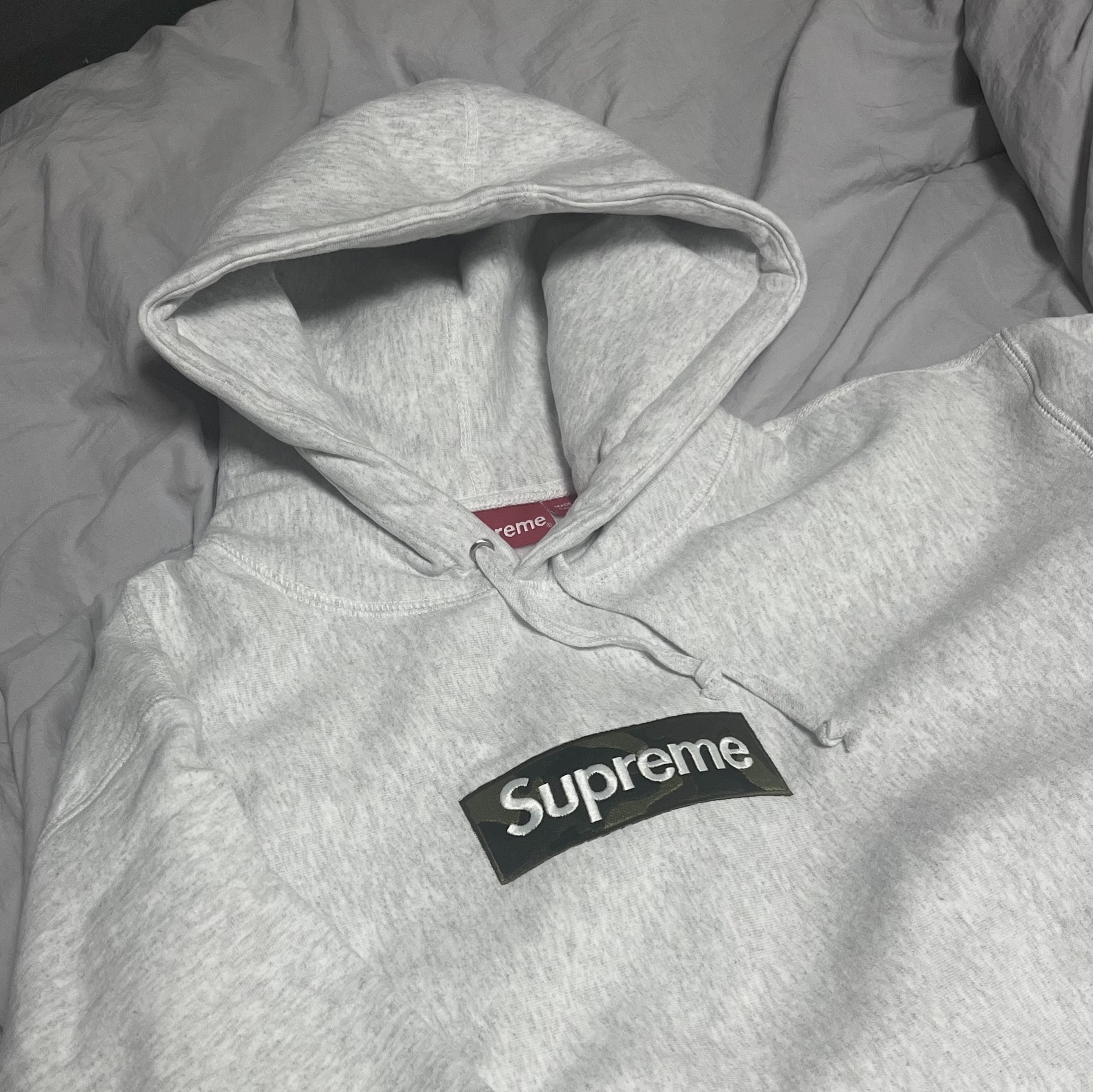 Supreme Box Logo Hooded Sweatshirt Ash Grey - 23FW 착용 스타일