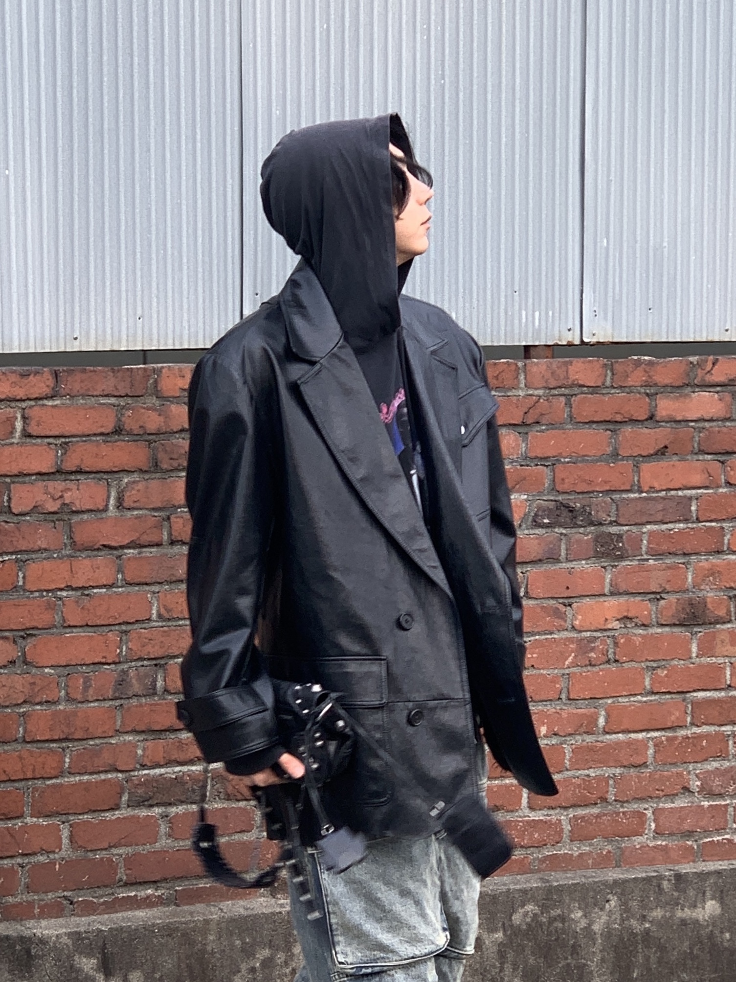 Entire Studios Heavy Denim Cargo Surface Wave, Balenciaga Romeo Mule Black 착용 스타일 - 10