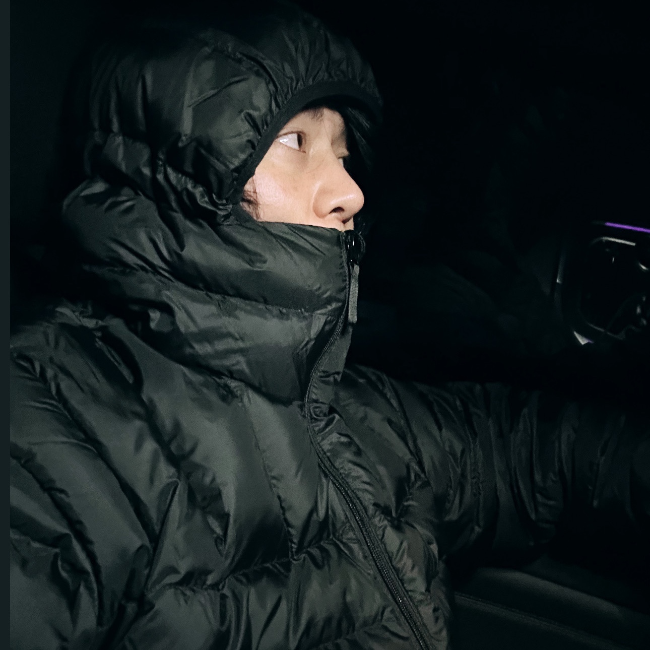 Supreme Micro Down Half Zip Hooded Pullover Black - 23FW 착용 스타일 - 1