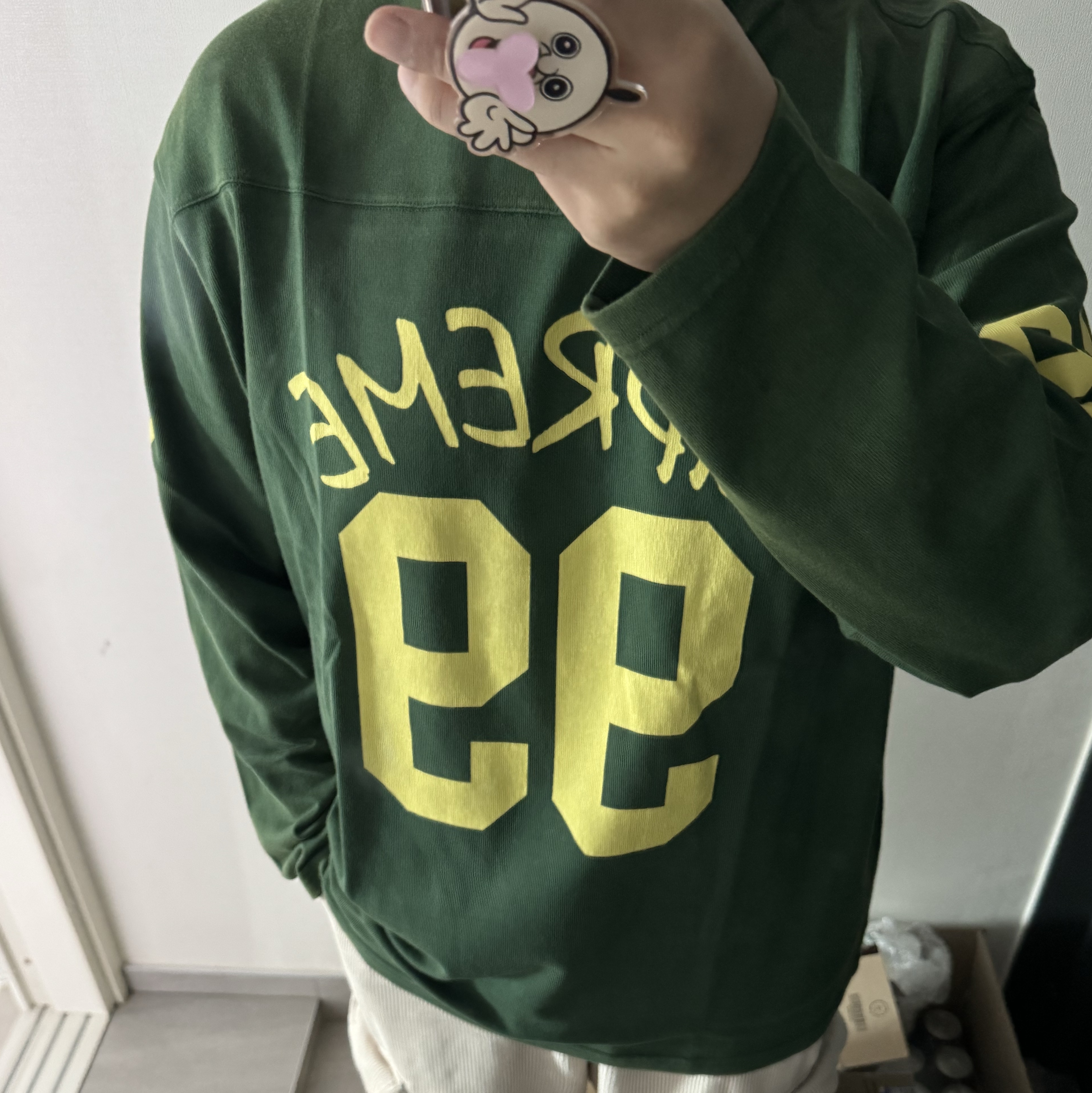 Supreme 99 LS Football Top Green - 24SS 착용 스타일