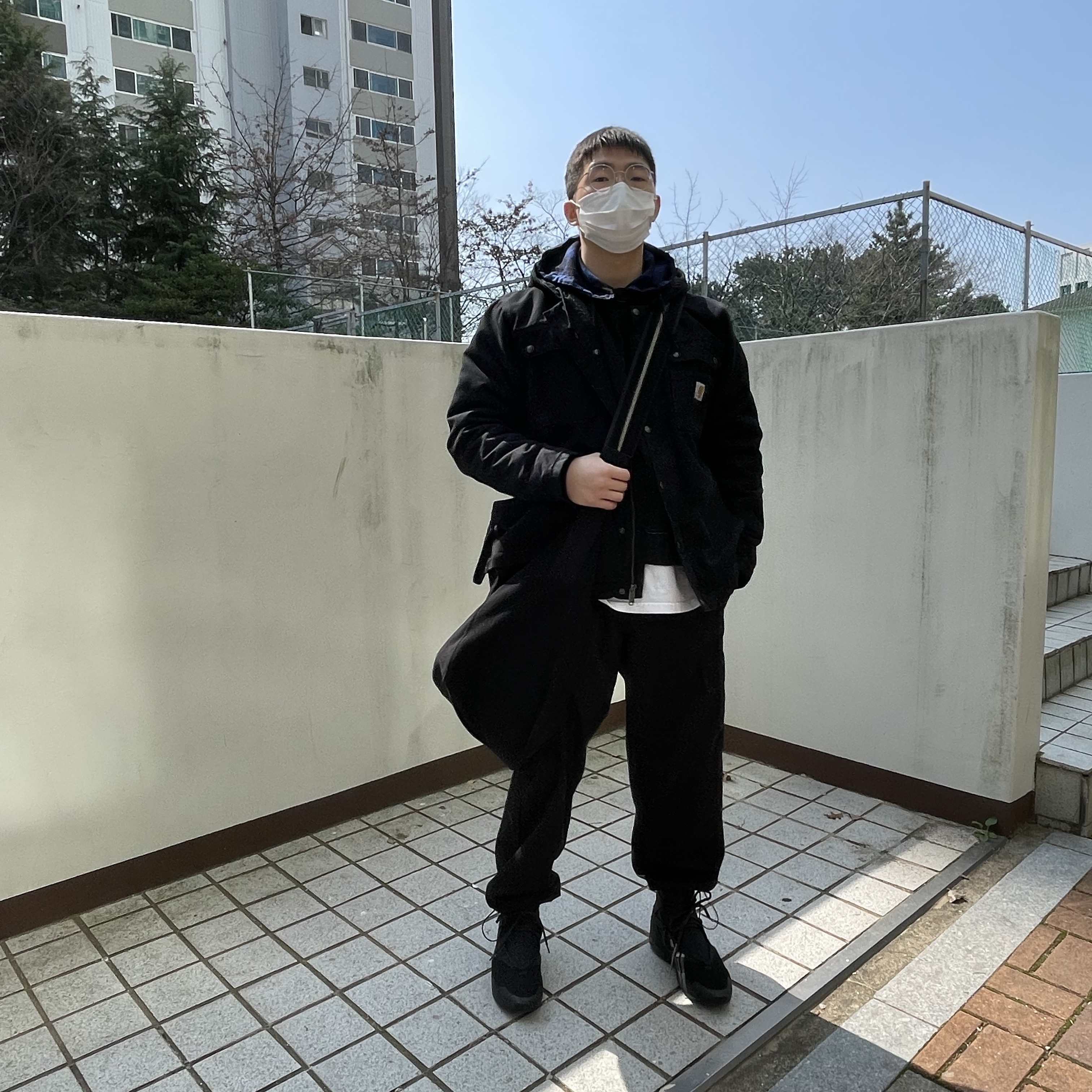 Nike x Fear of God Air Fear of God 1 Triple Black, Farfromwhat Far Parachute Big Bag Black 착용 스타일