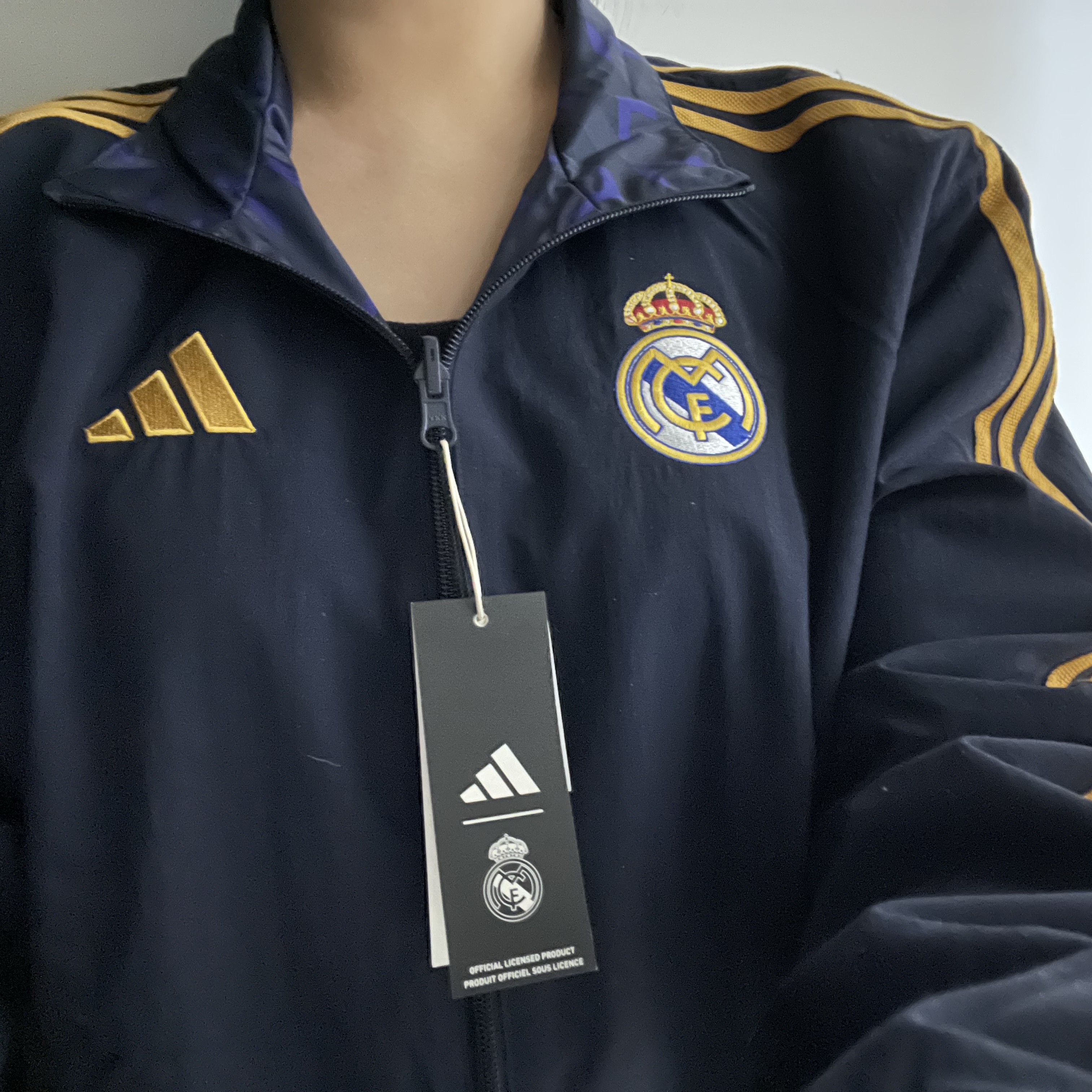 Adidas Real Madrid Anthem Jacket Legend Ink - KR Sizing 착용 스타일 - 1