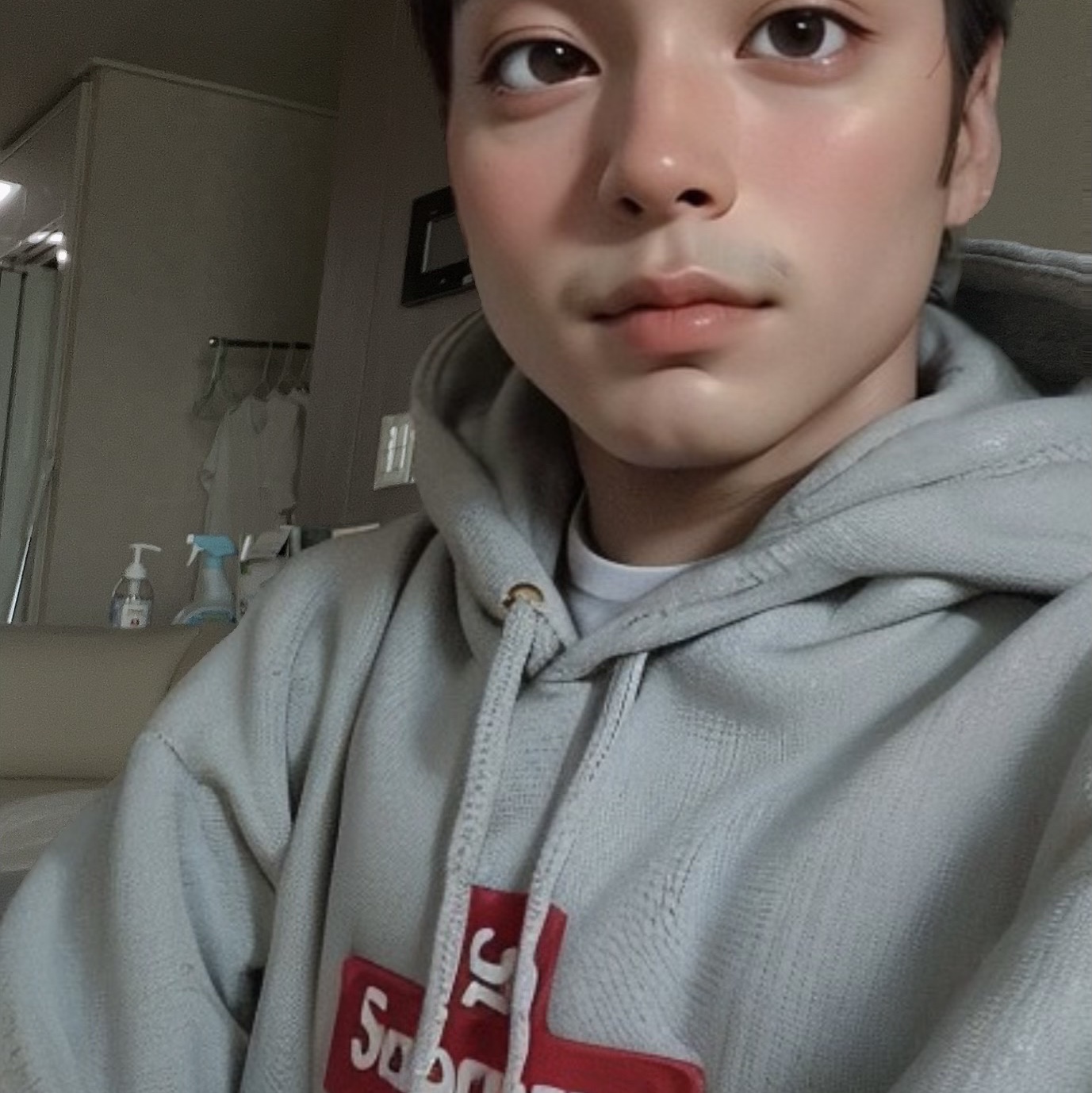 Supreme Cross Box Logo Hooded Sweatshirt Heather Grey - 20FW 착용 스타일