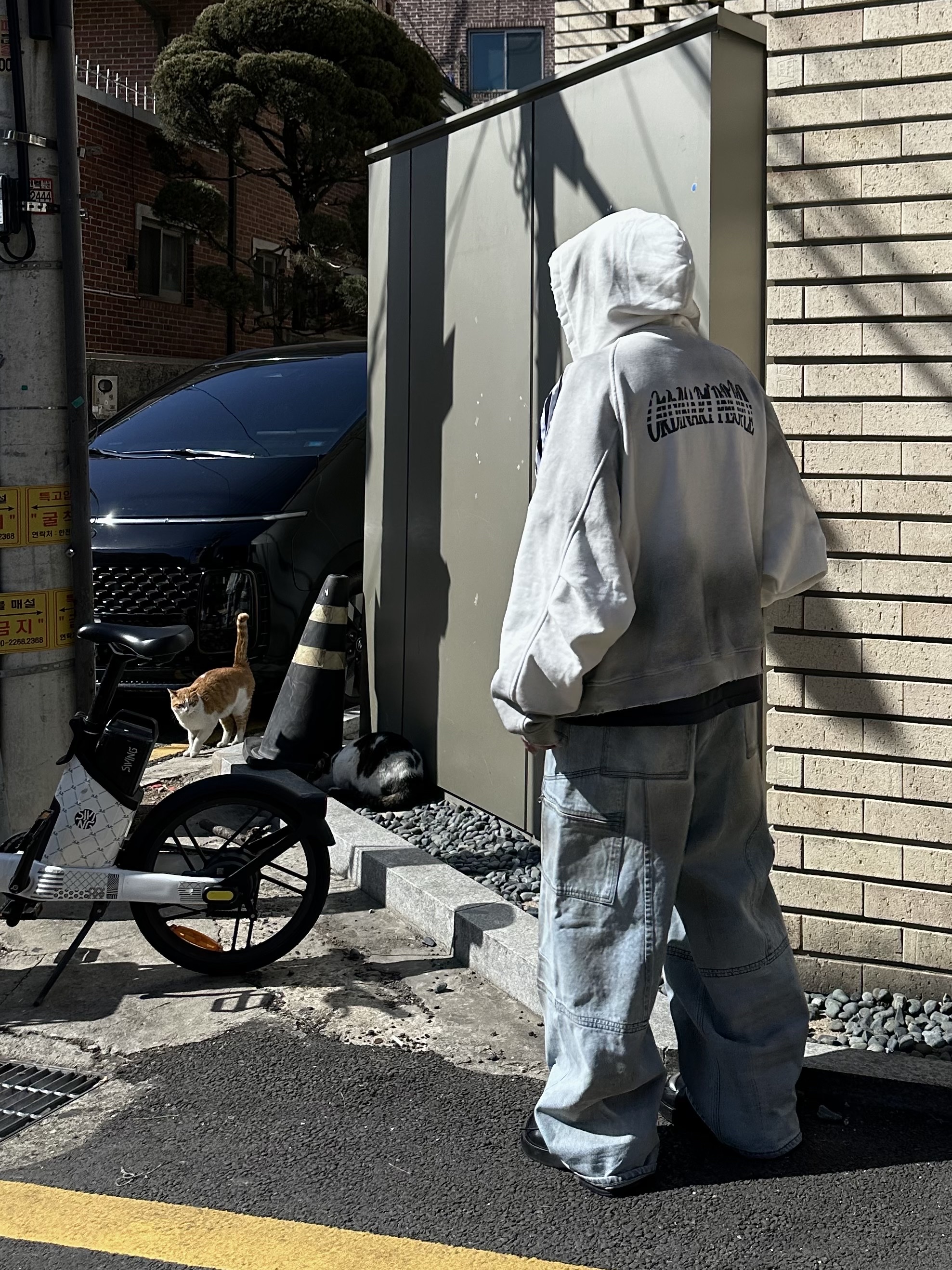 [KREAM 단독] Haleine Carpenter Cargo Dirty Washed Jean Light Blue 착용 스타일 - 3